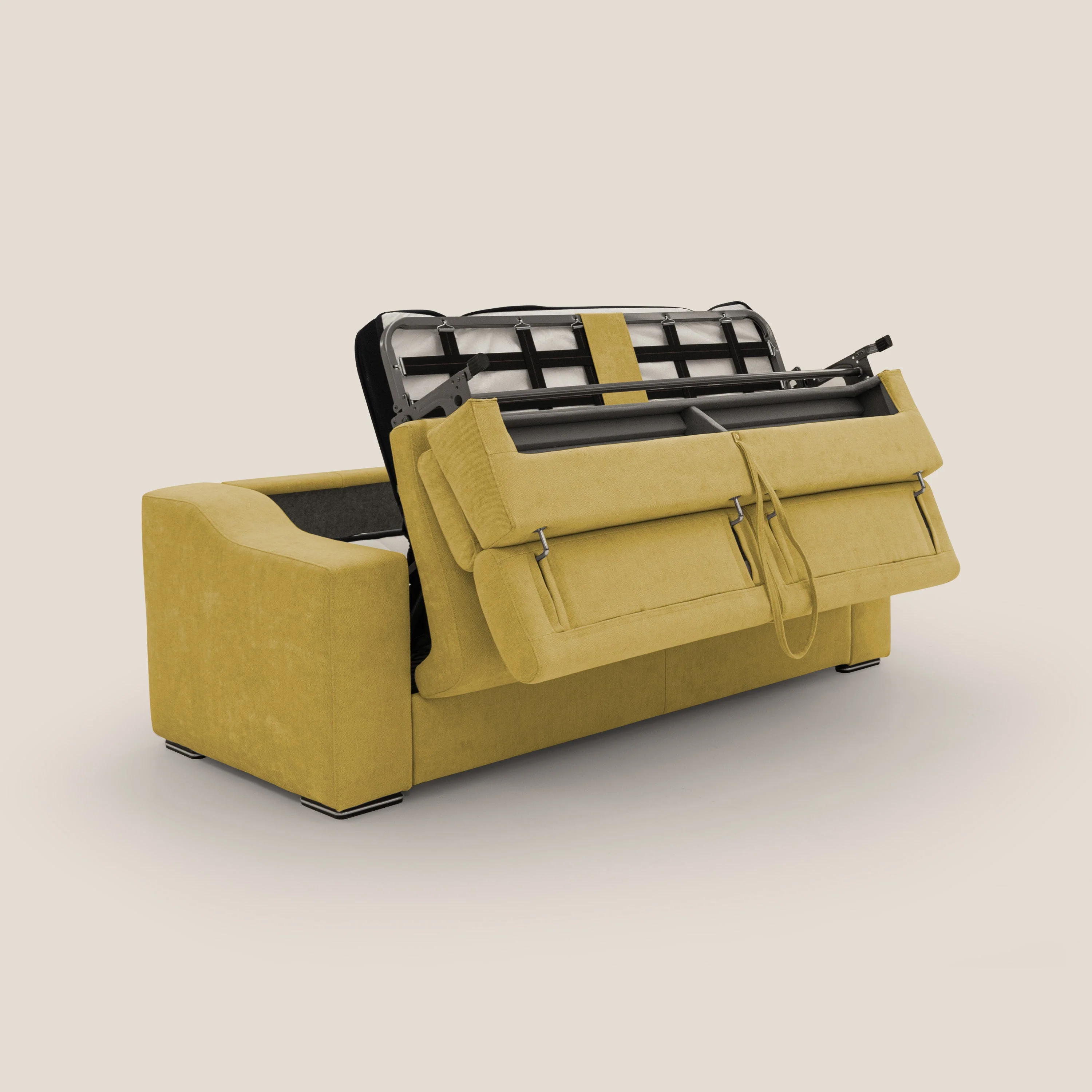 Bomber Canapé convertible matrimonial avec  têtières en tissu imperméable T14 jaune - Image 3