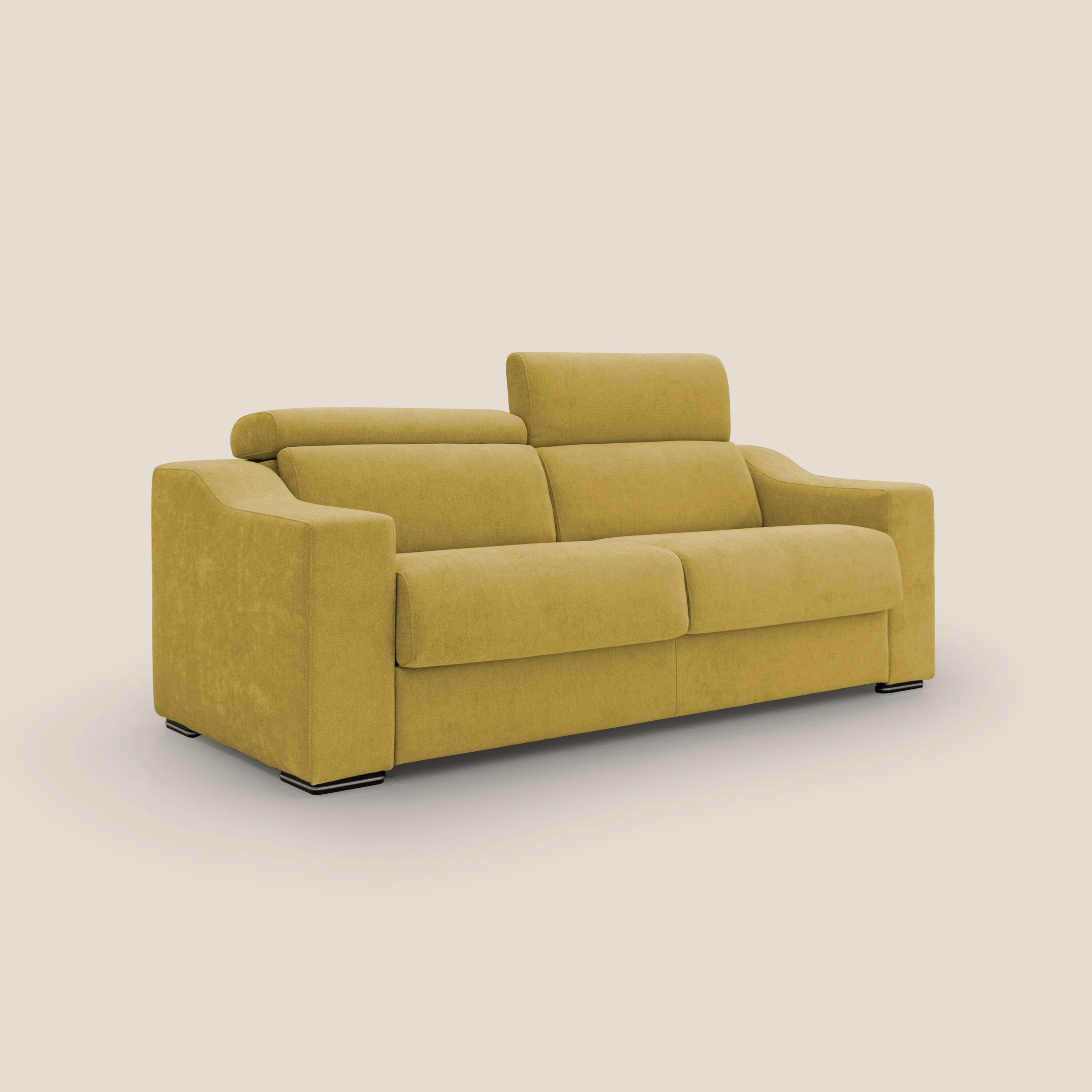 Bomber Canapé convertible matrimonial avec  têtières en tissu imperméable T14 jaune - Image 4