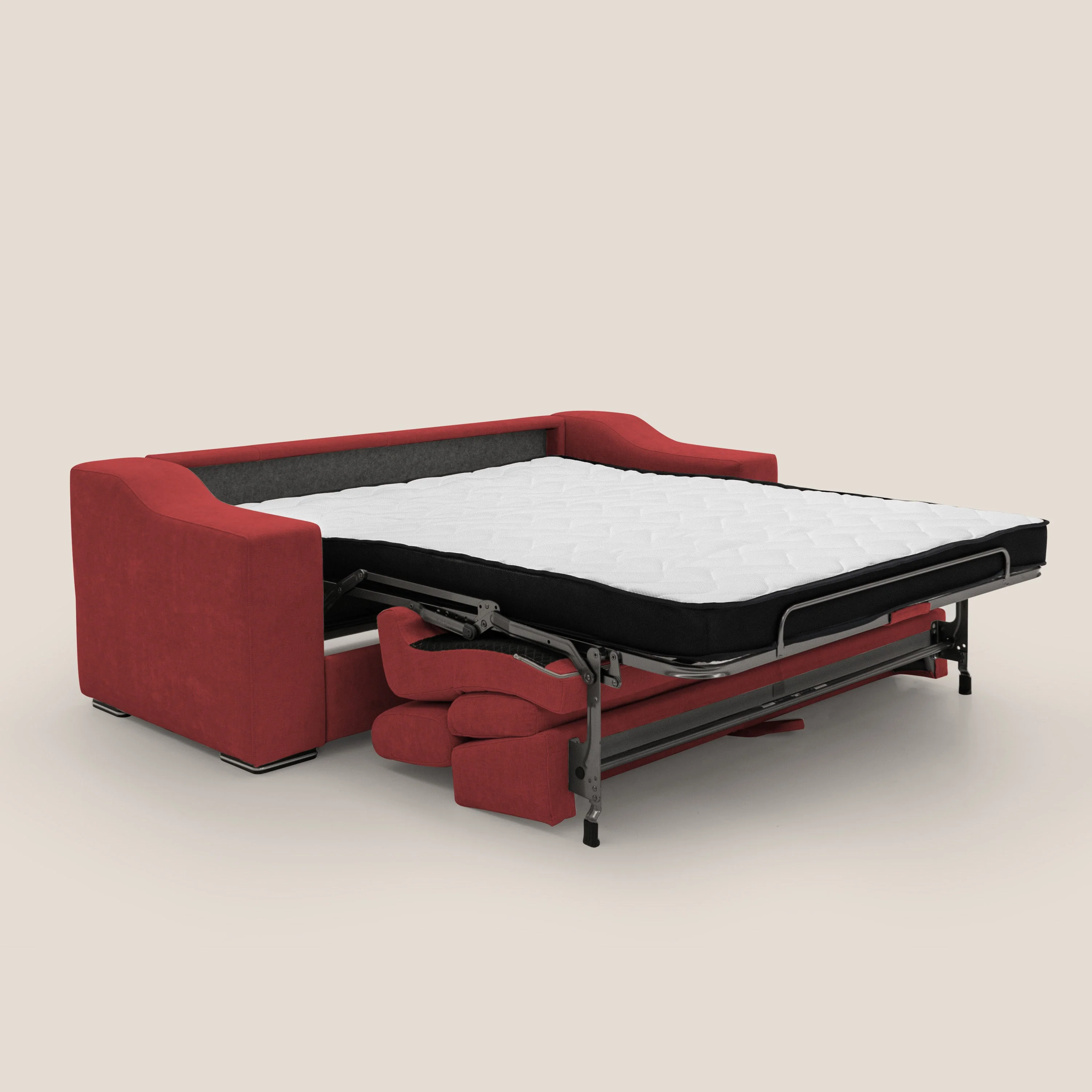 Bomber Canapé convertible matrimonial avec  têtières en tissu imperméable T14 rouge - Image 2