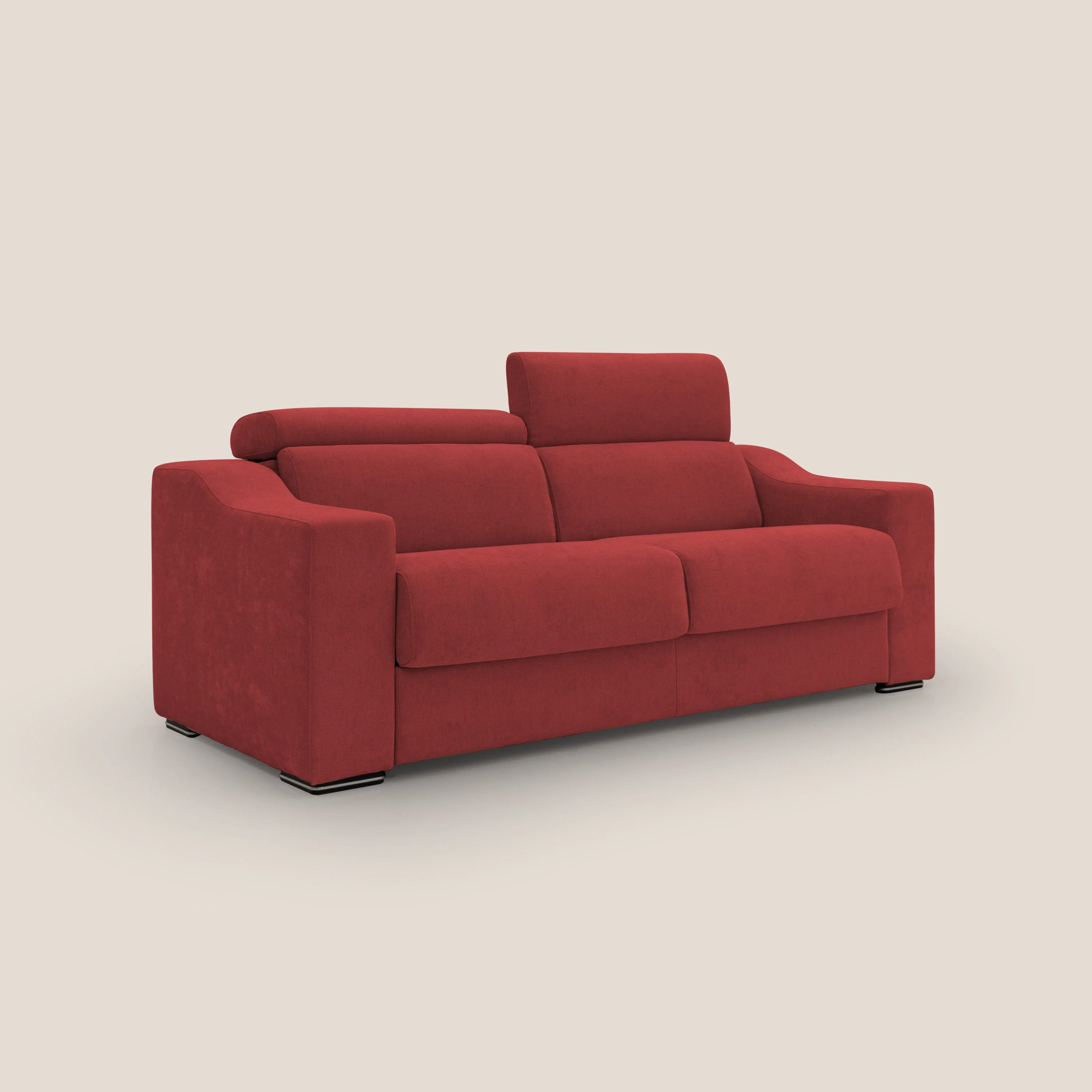 Bomber Canapé convertible matrimonial avec  têtières en tissu imperméable T14 rouge - Image 4