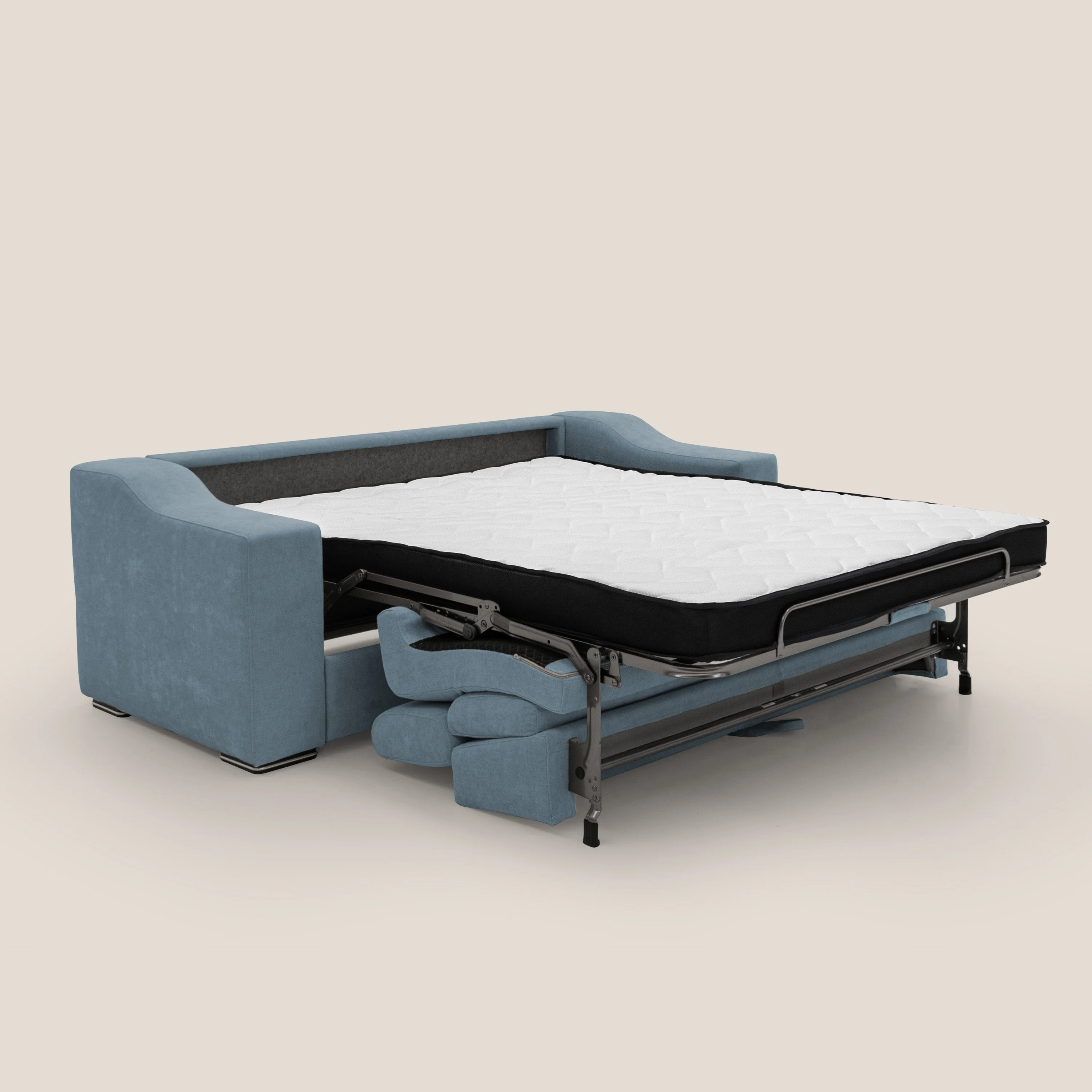 Bomber Canapé convertible matrimonial avec  têtières en tissu imperméable T14 sucre glace - Image 2