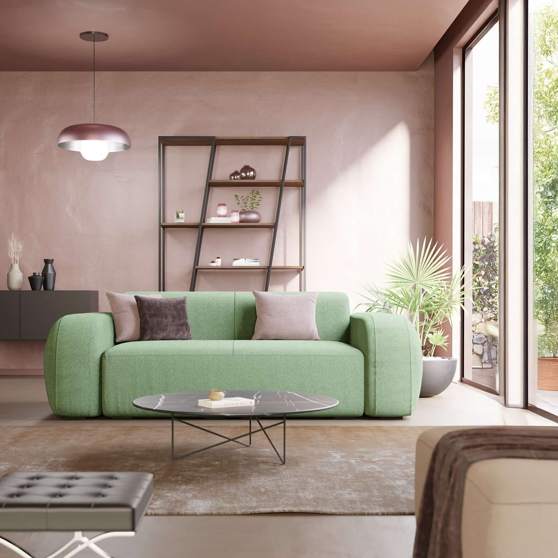 BonBon Canapé modulaire Lineare 220 – Assise unique en tissu détachable T23 vert menthe - Image 2