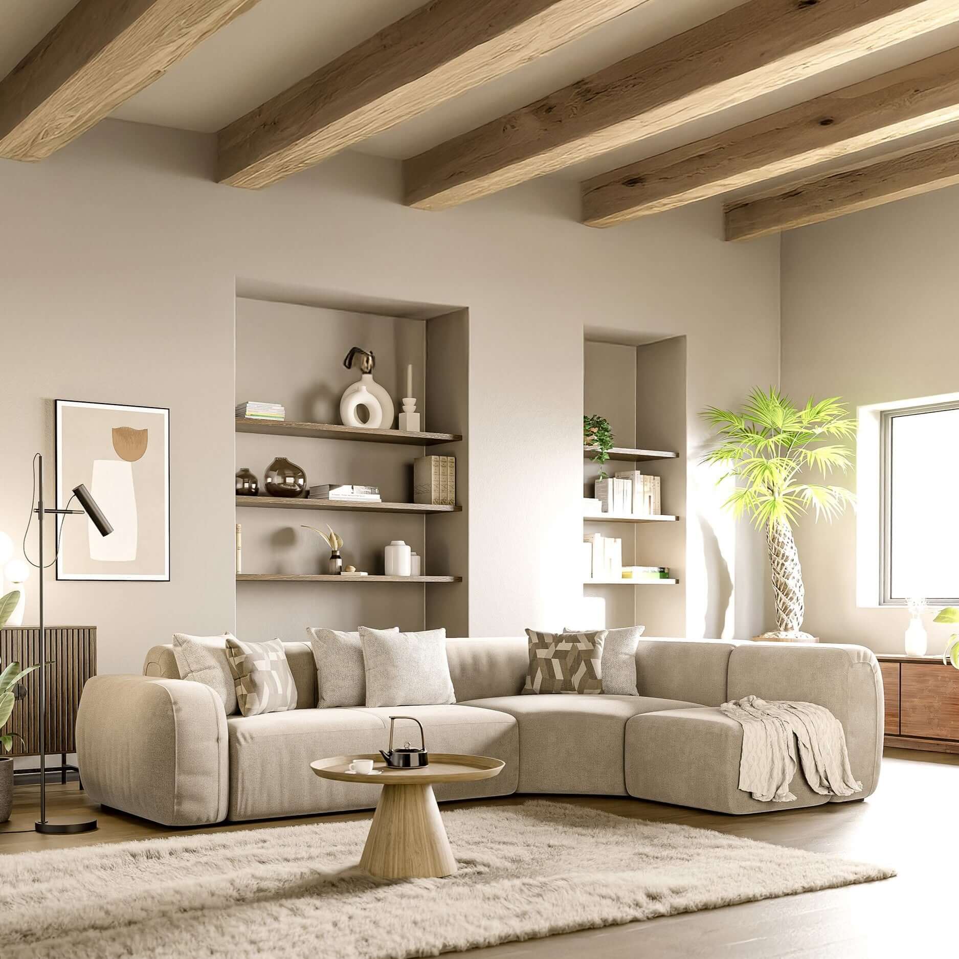 BonBon Canapè d'angle modulable - tissu détachable T23 beige - Image 2