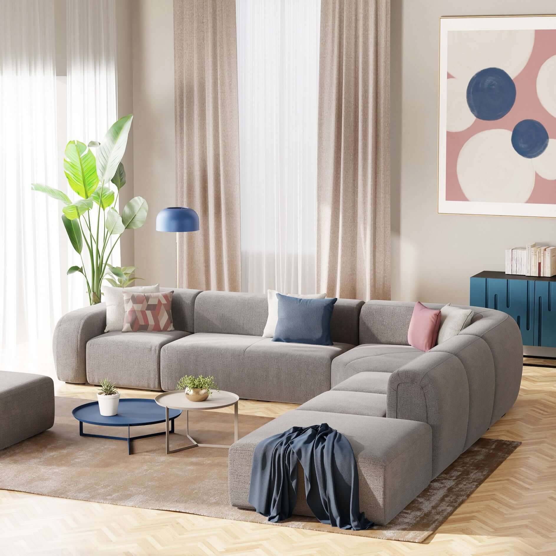 BonBon Canapè d'angle modulable - tissu détachable T23 gris - Image 2
