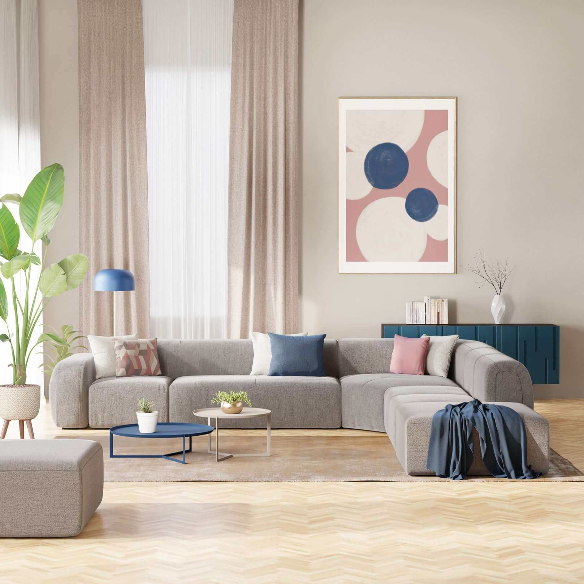 BonBon Canapè d'angle modulable - tissu détachable T23 gris - Image 5