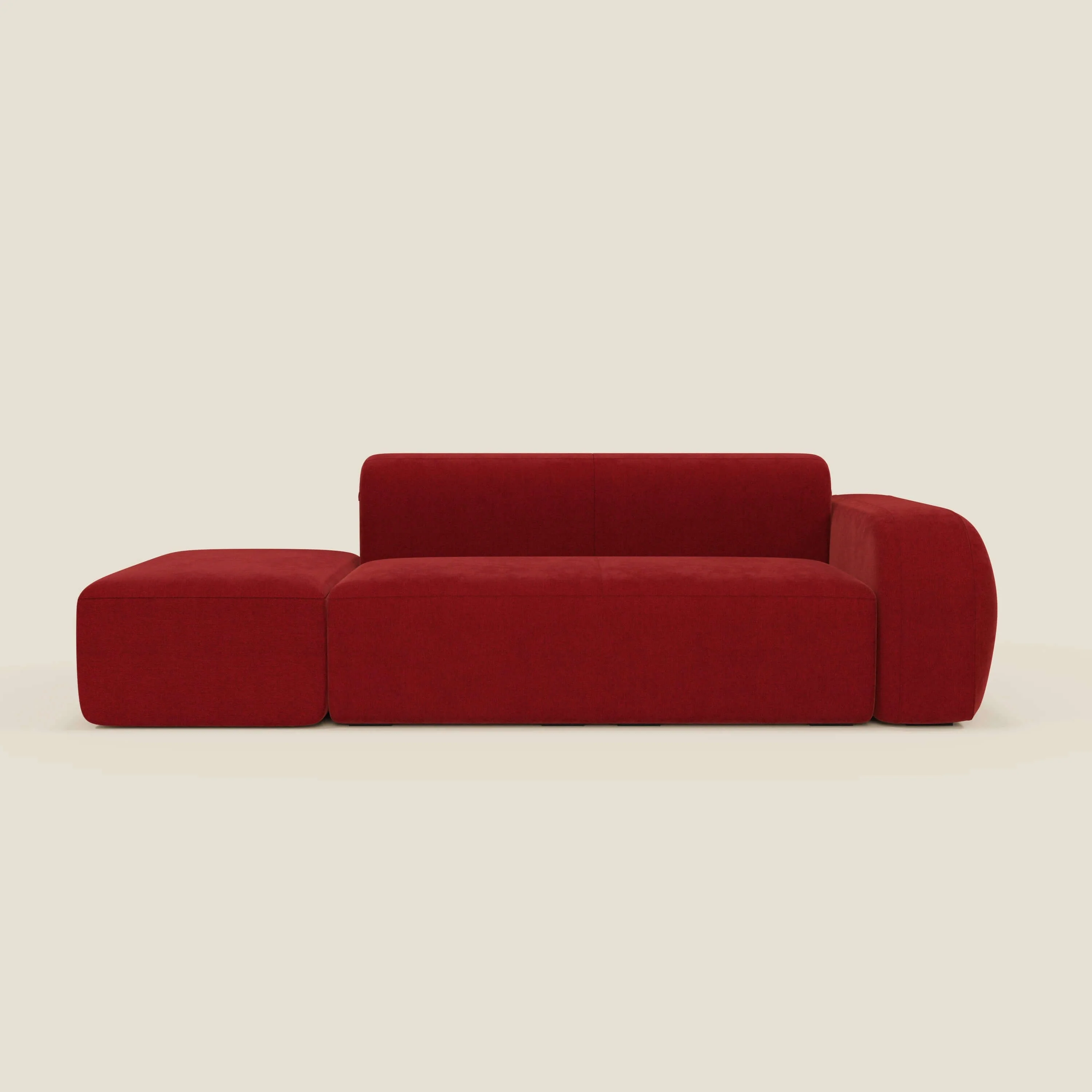 BonBon Canapé modulable – Composition avec pouf terminal en tissu détachable T23 bordeaux - Image 11