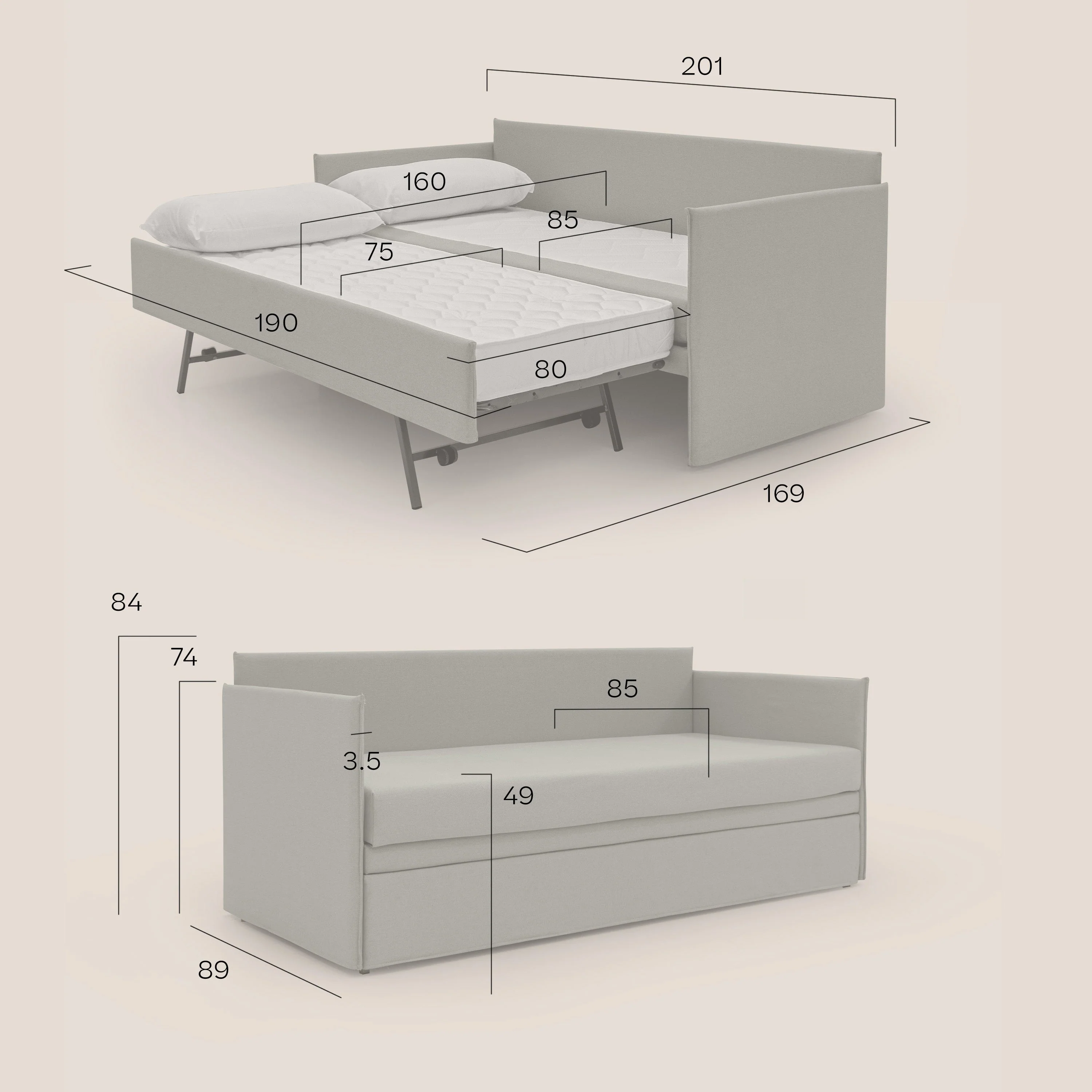Brenta Canapé duplex avec lits jumeaux et tissu effet coton imperméable T13 jaune - Image 9