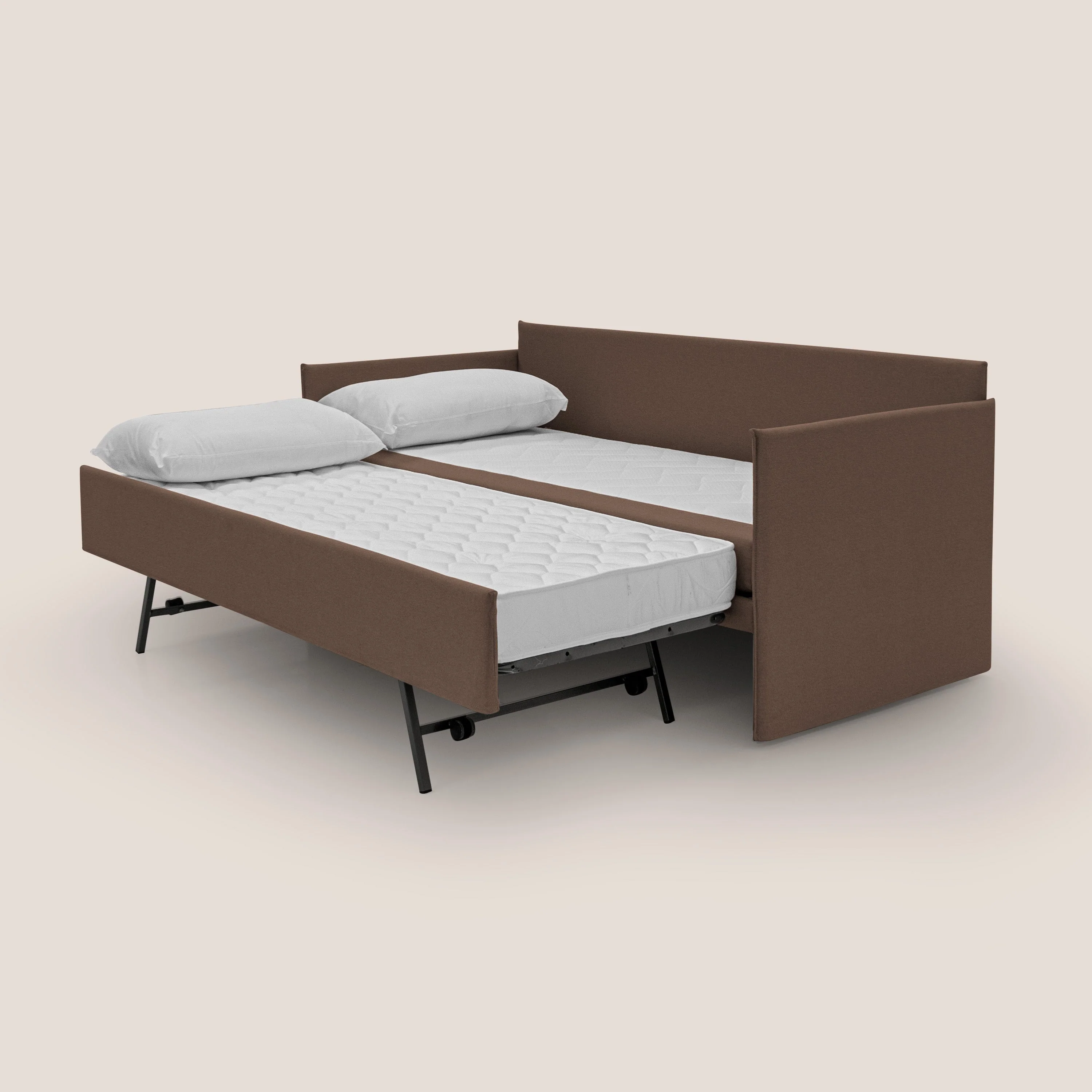 Brera Canapé duplex avec lits jumeaux et tissu effet coton imperméable T13 marron - Image 2