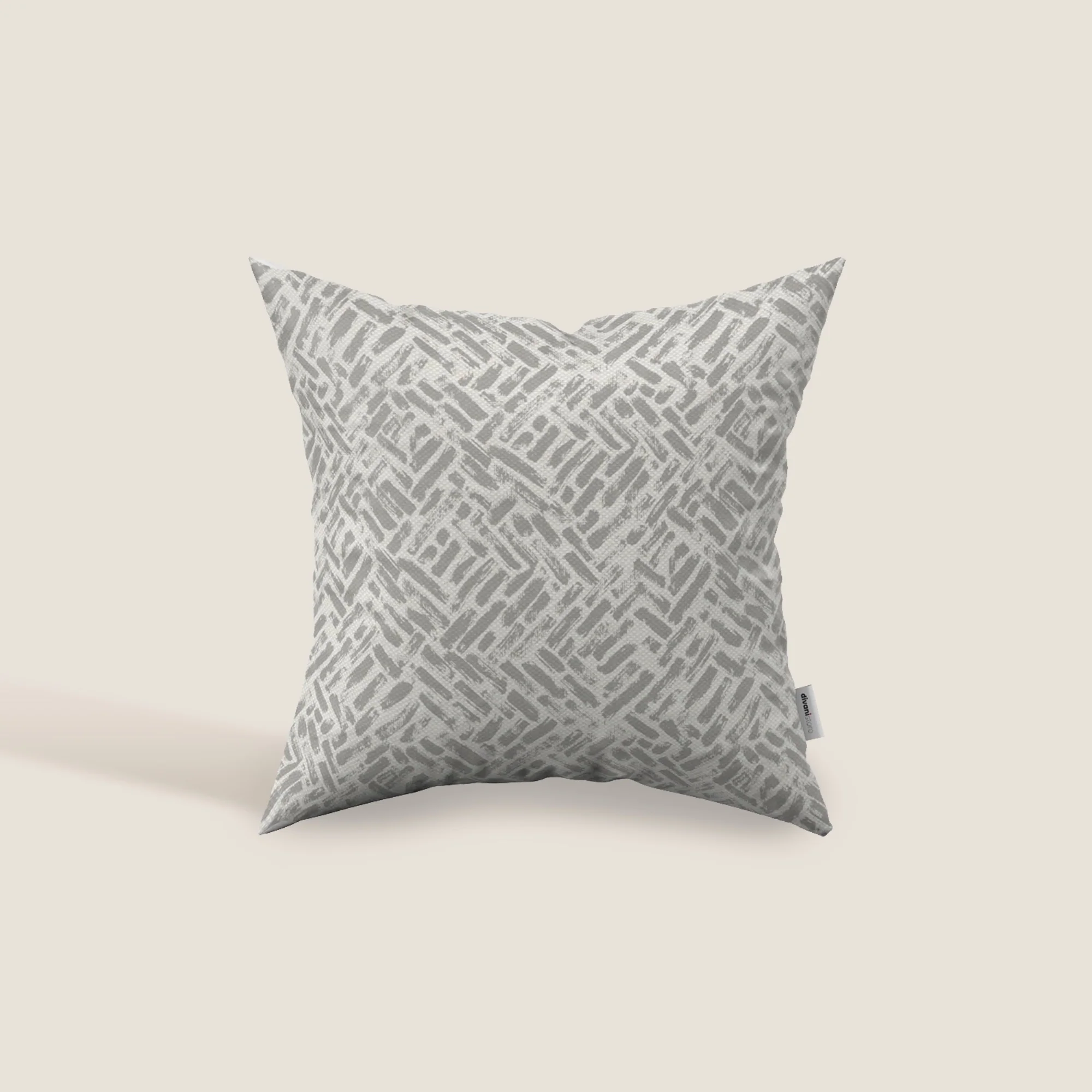 Brick coussins géométriques en tissu hydrofuge gris