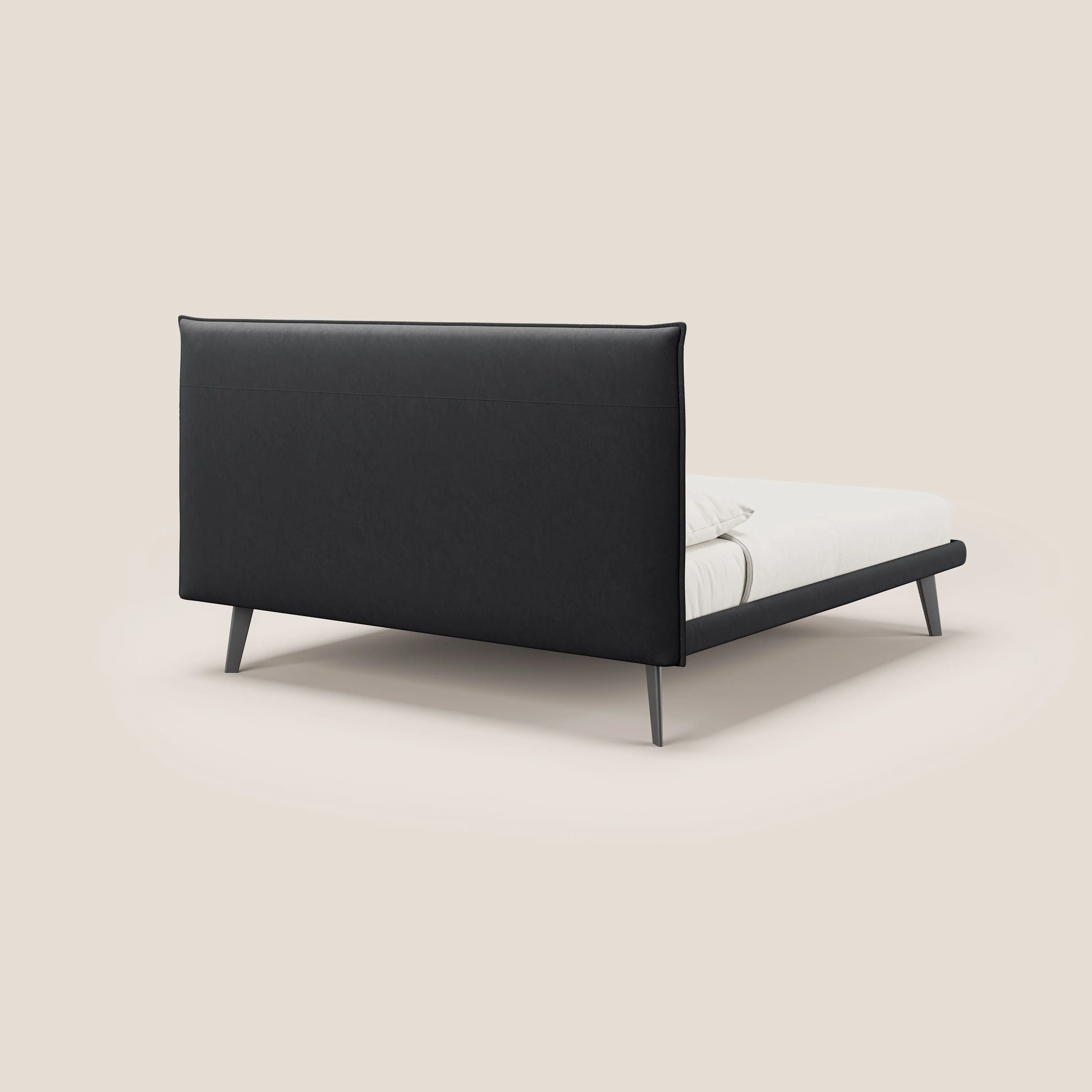 Brigitte lit avec tête de lit matelassée pieds hauts foncés et tissu imperméable T09 anthracite - Image 4
