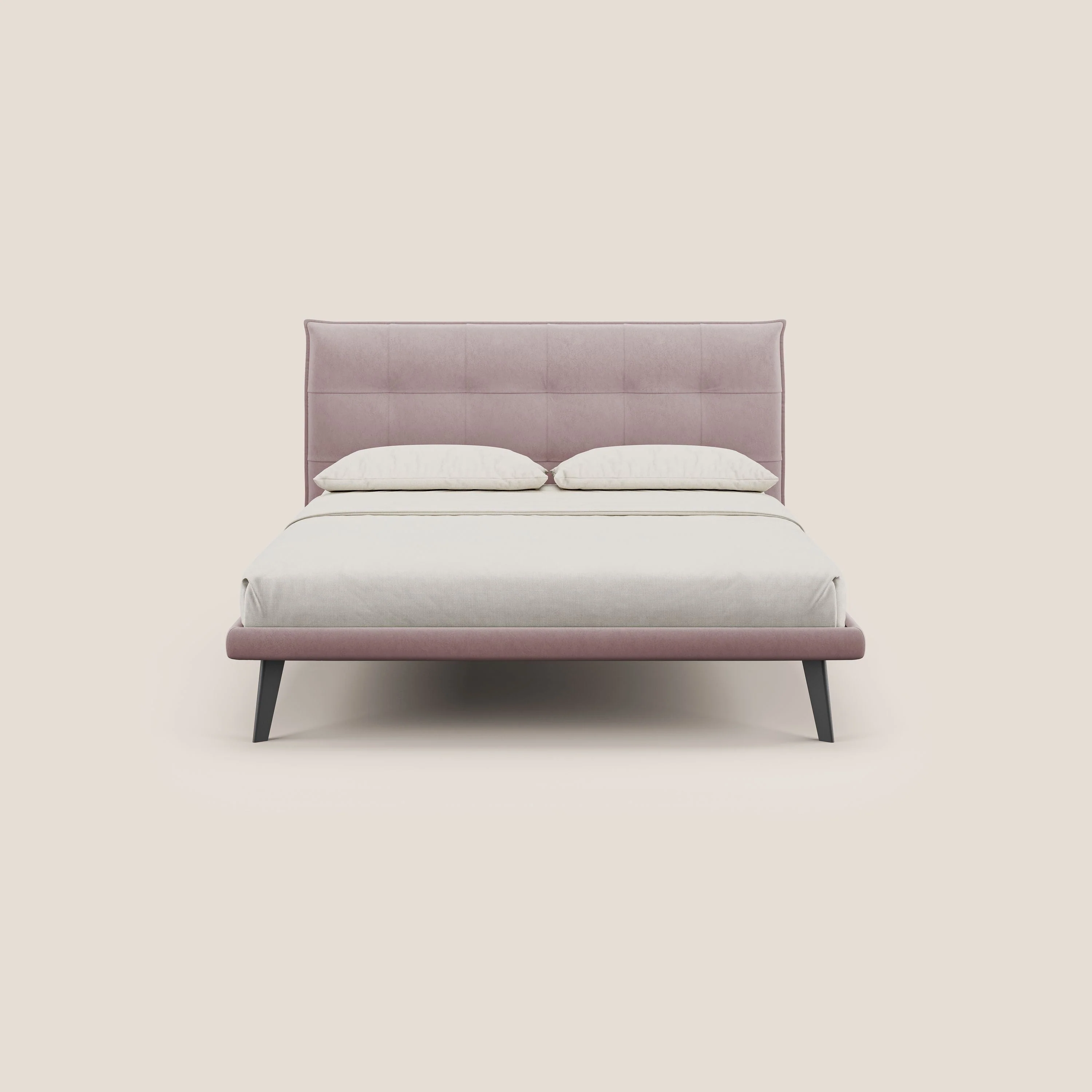 Brigitte lit avec tête de lit matelassée pieds hauts foncés et tissu imperméable T09 rose - Image 2
