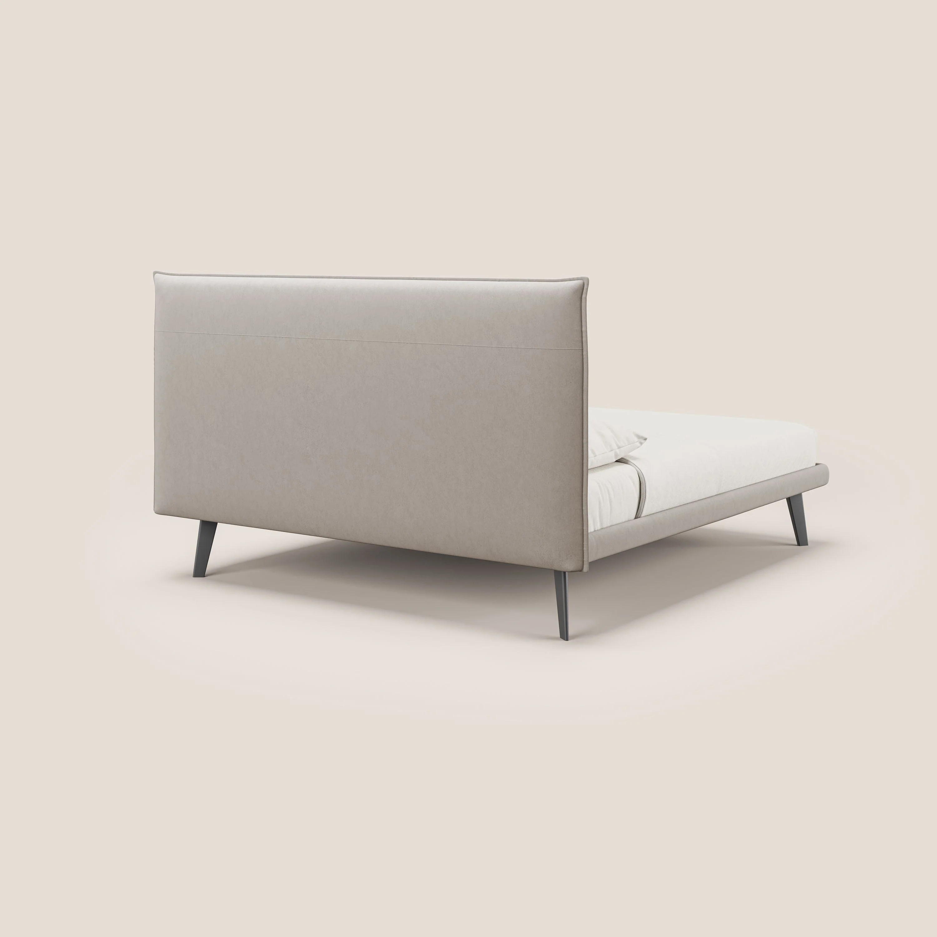 Brigitte lit avec tête de lit matelassée pieds hauts foncés et tissu imperméable T09 Taupe tortora - Image 4