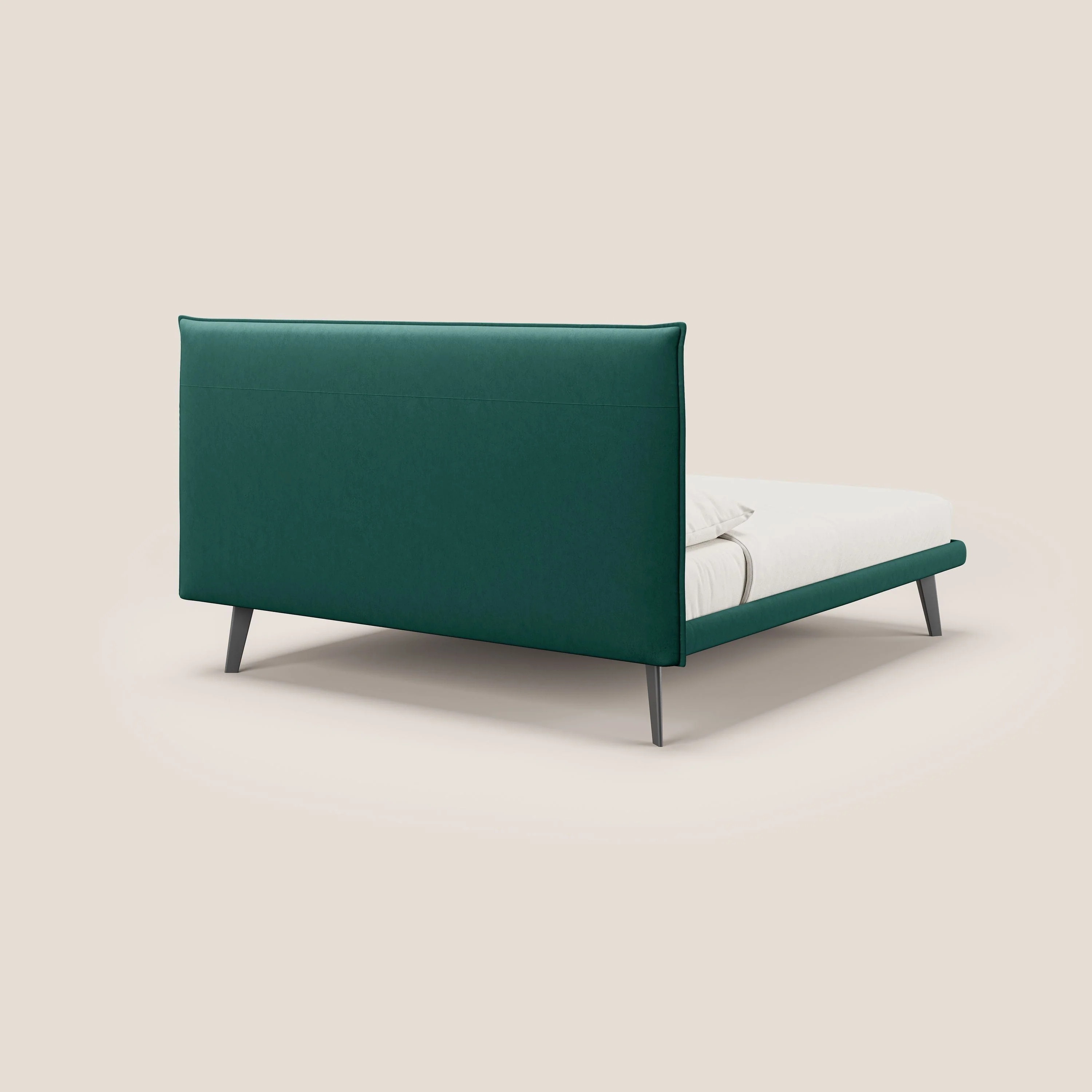 Brigitte lit avec tête de lit matelassée pieds hauts foncés et tissu imperméable T09 vert - Image 4
