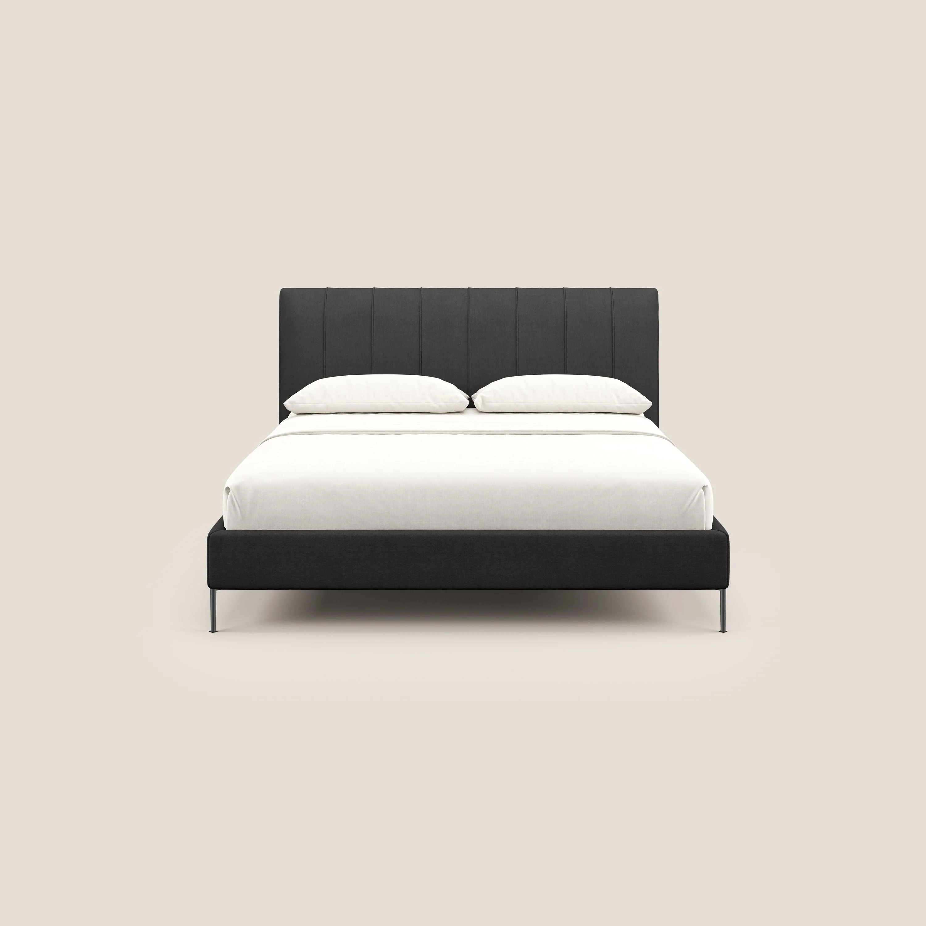 Calliope lit rembourré aux pieds hauts complètement déhoussable en tissu détachable T17 anthracite - Image 2