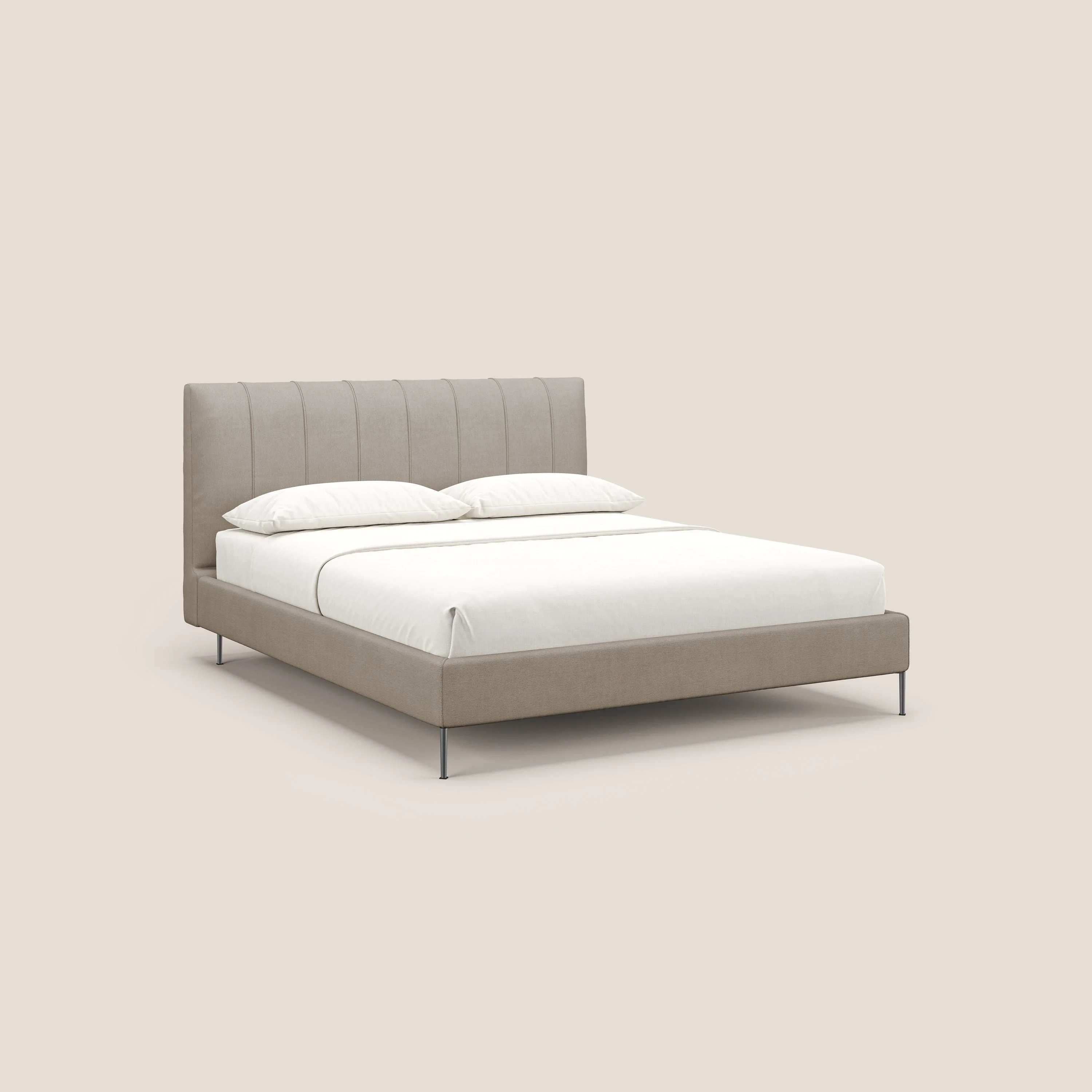 Calliope lit rembourré aux pieds hauts complètement déhoussable en tissu détachable T17 beige