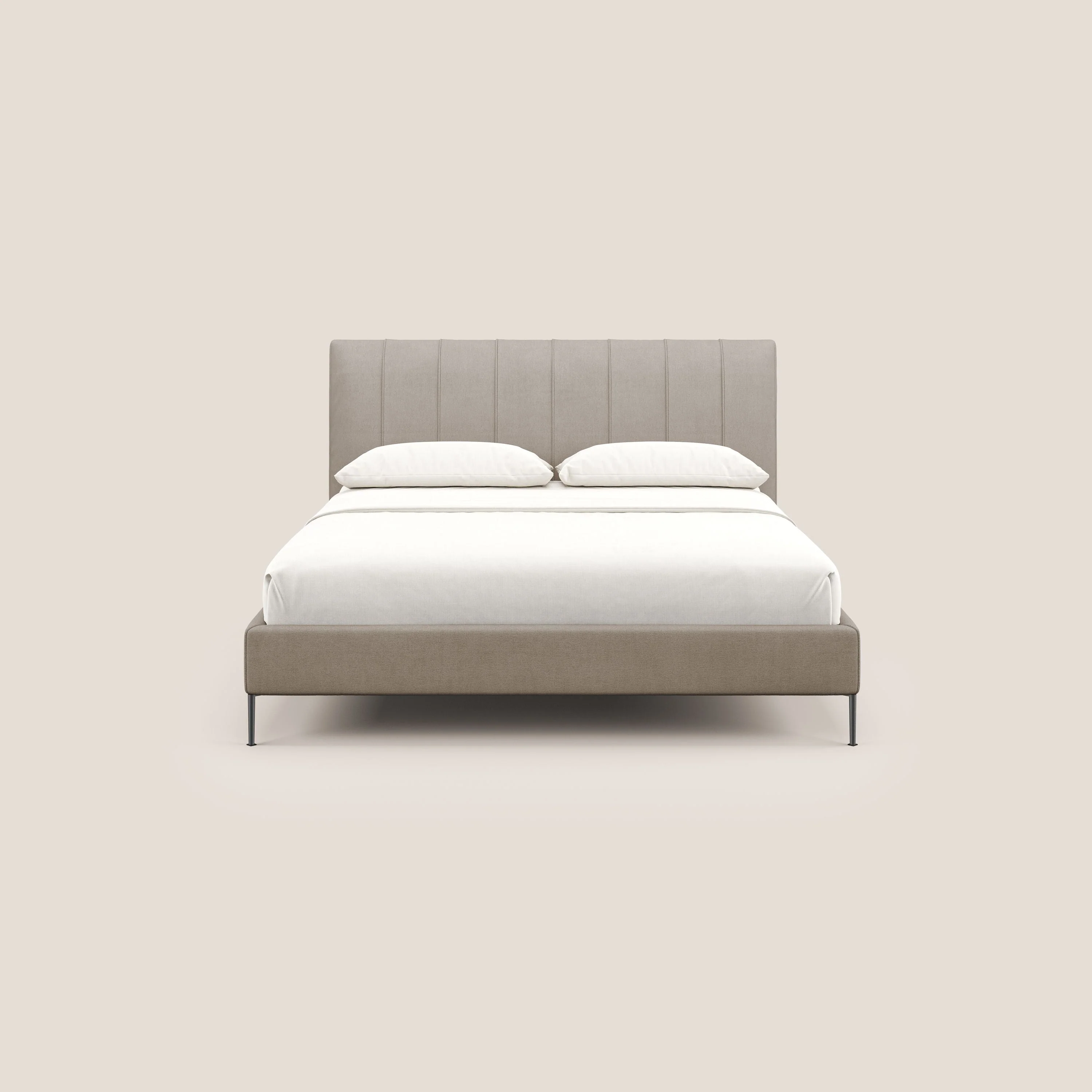 Calliope lit rembourré aux pieds hauts complètement déhoussable en tissu détachable T17 beige - Image 2