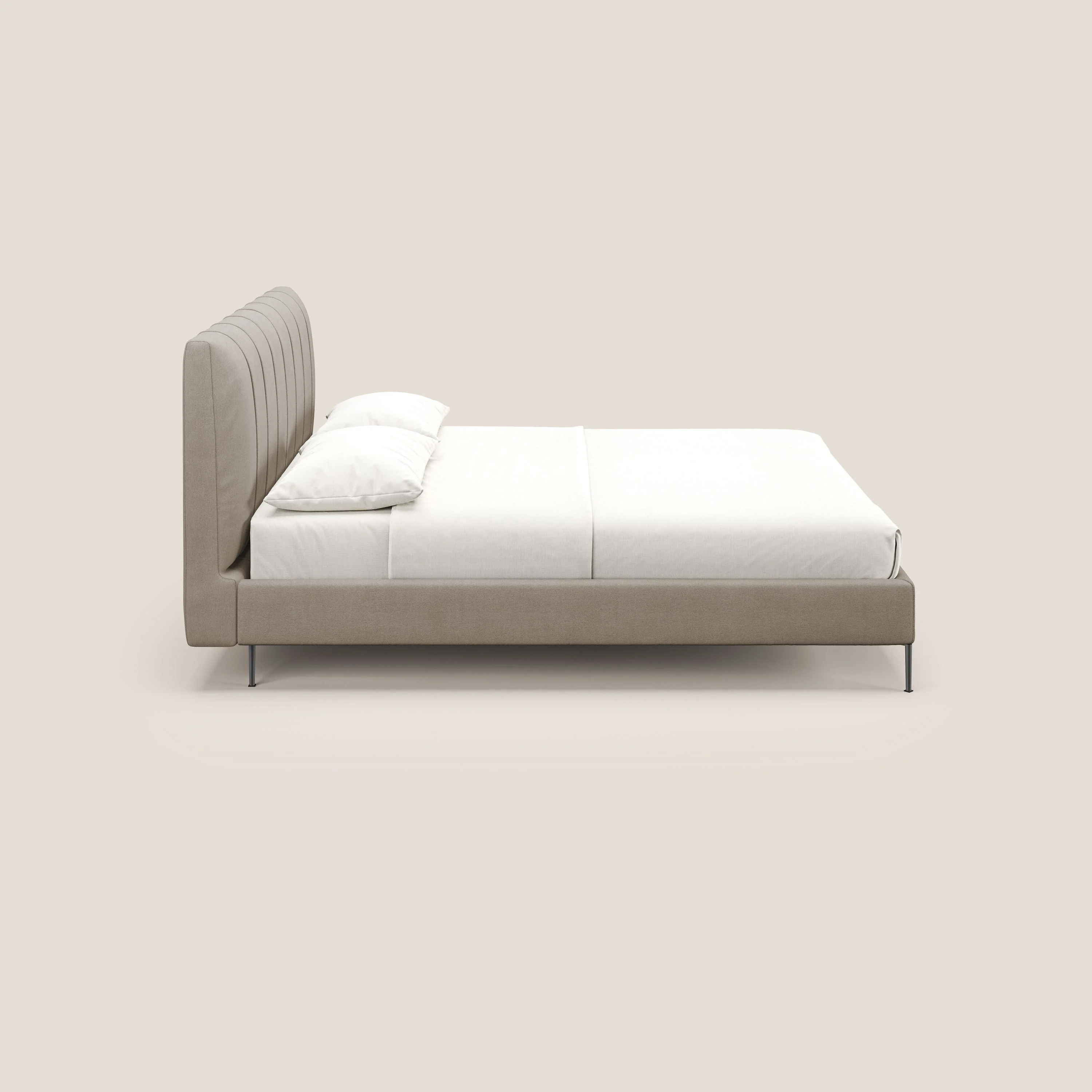 Calliope lit rembourré aux pieds hauts complètement déhoussable en tissu détachable T17 beige - Image 3