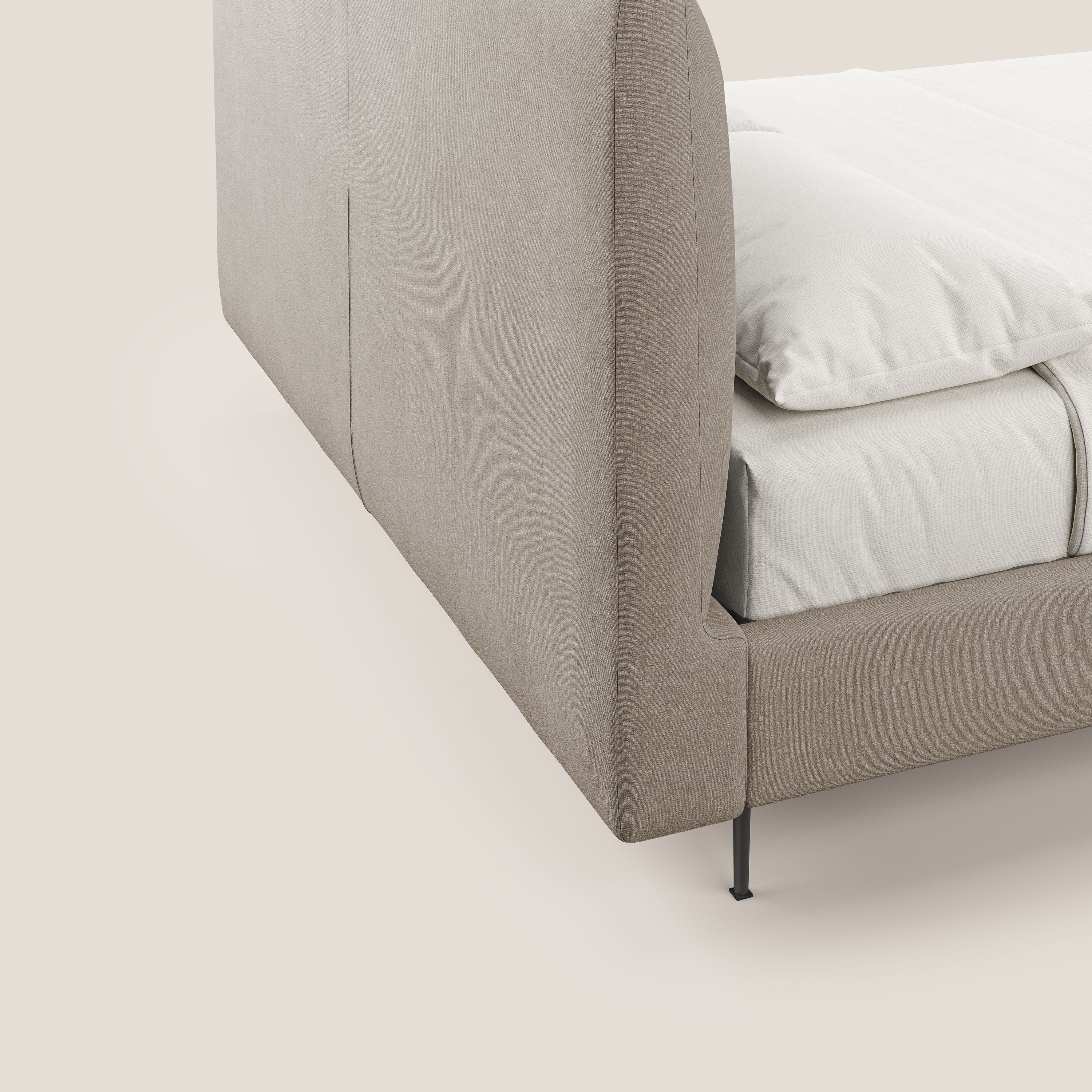 Calliope lit rembourré aux pieds hauts complètement déhoussable en tissu détachable T17 beige - Image 6