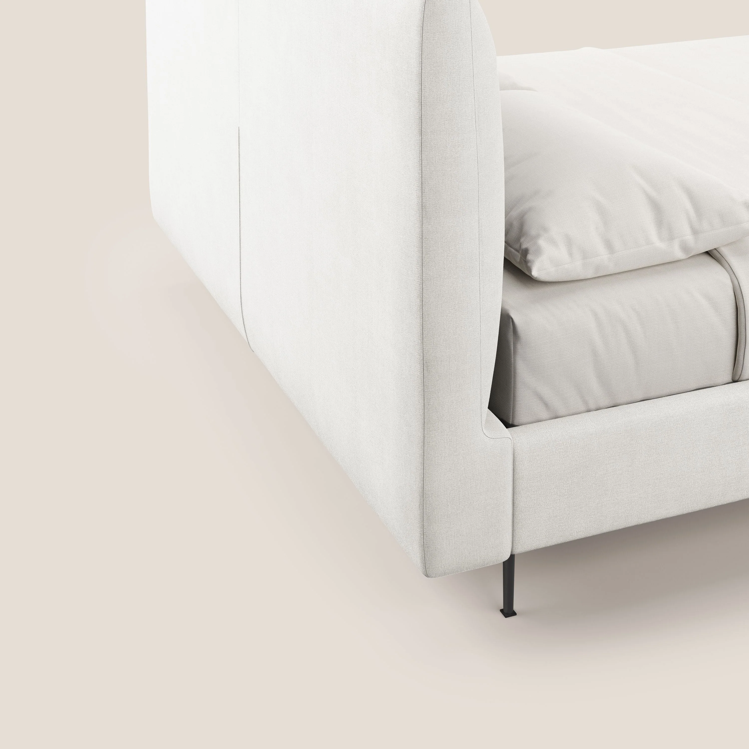 Calliope lit rembourré aux pieds hauts complètement déhoussable en tissu détachable T17 blanc - Image 6