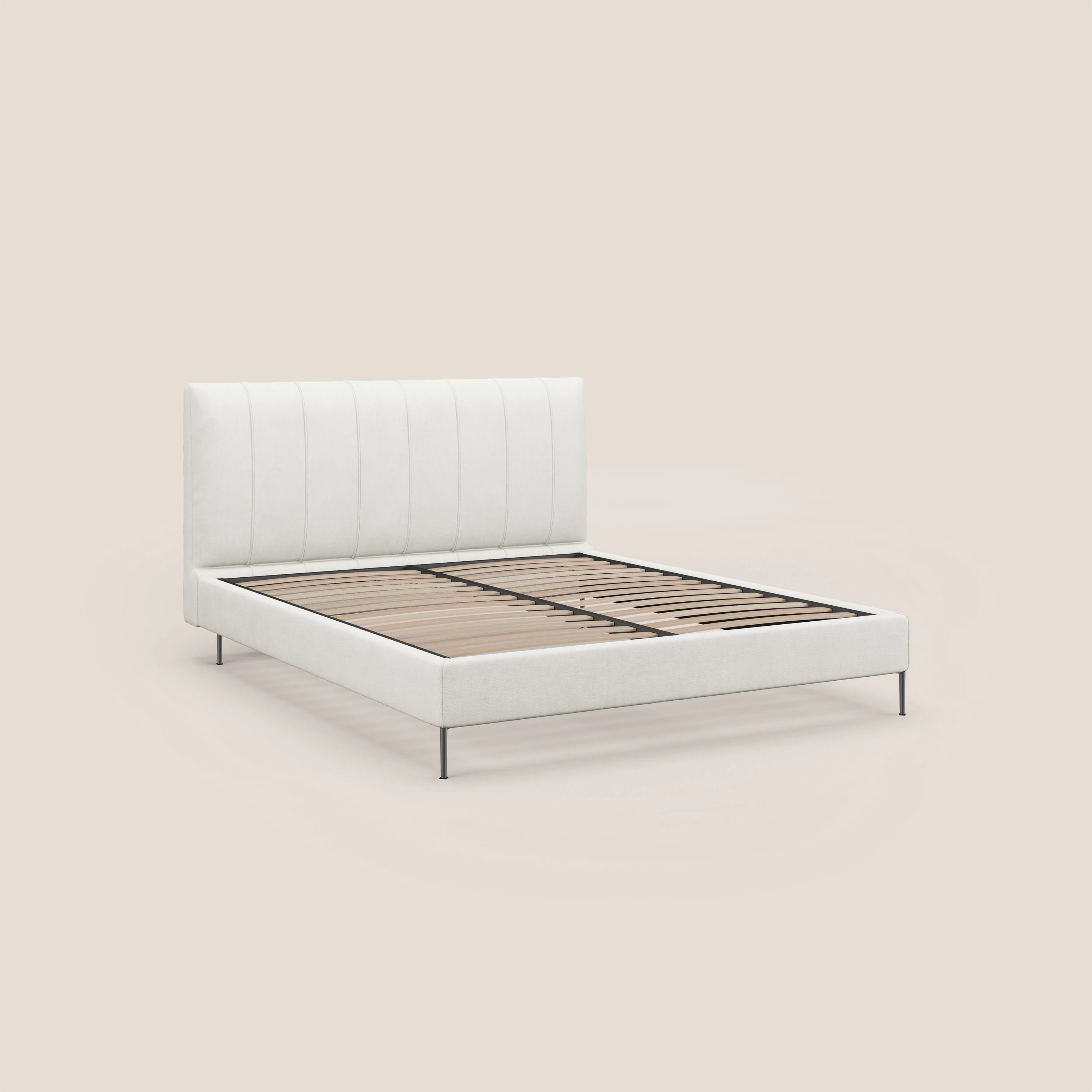 Calliope lit rembourré aux pieds hauts complètement déhoussable en tissu détachable T17 blanc - Image 7
