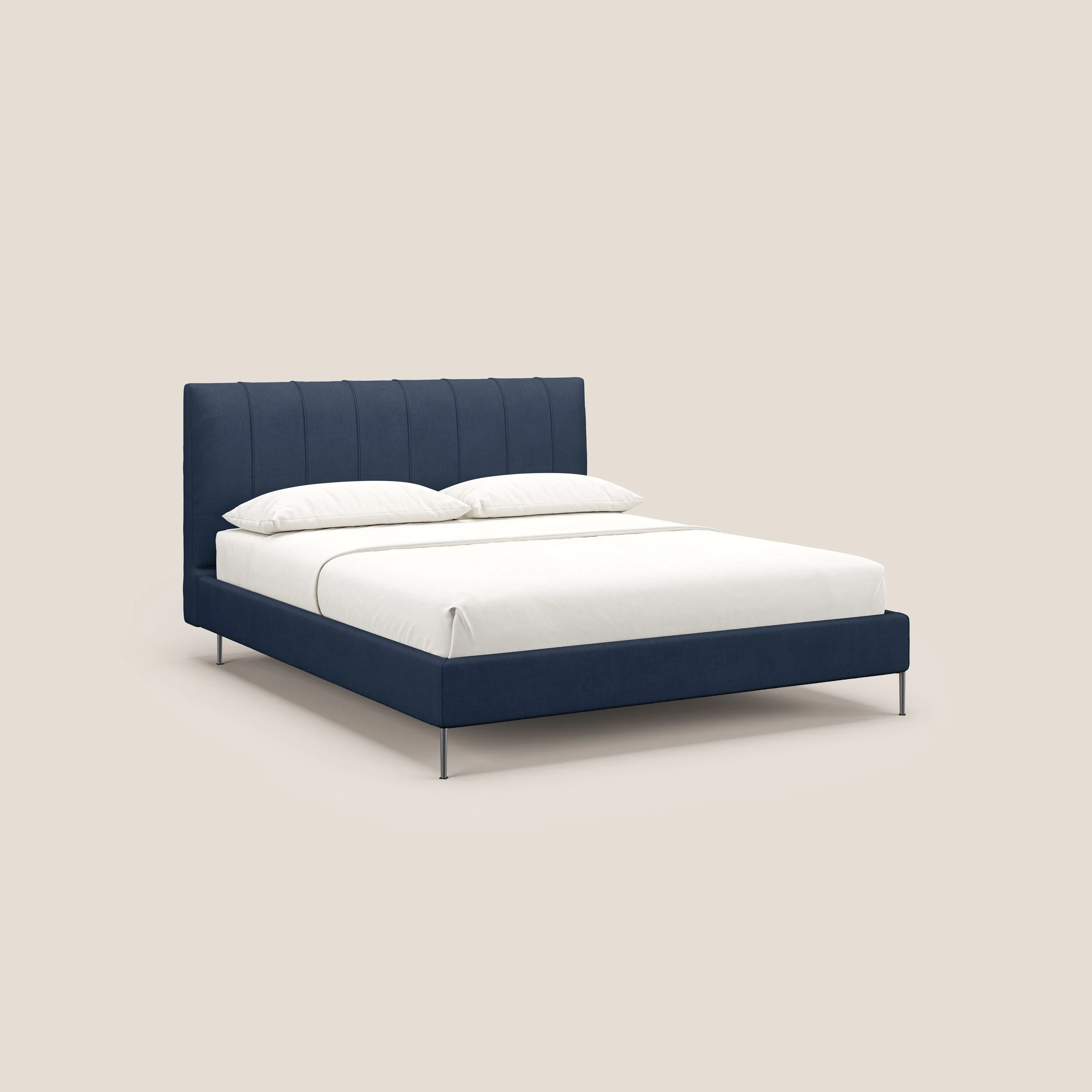 Calliope lit rembourré aux pieds hauts complètement déhoussable en tissu détachable T17 bleu