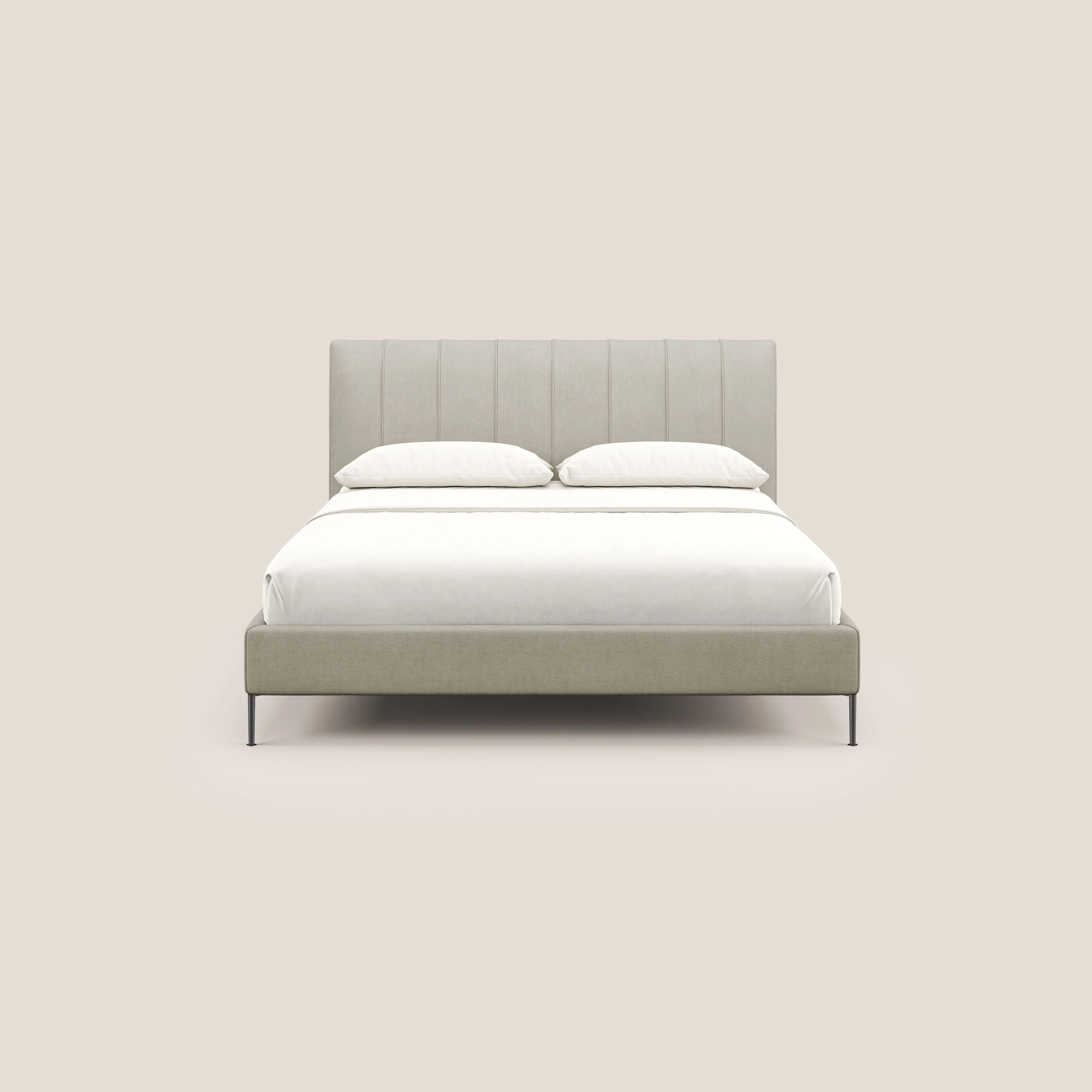 Calliope lit rembourré aux pieds hauts complètement déhoussable en tissu détachable T17 crème - Image 2