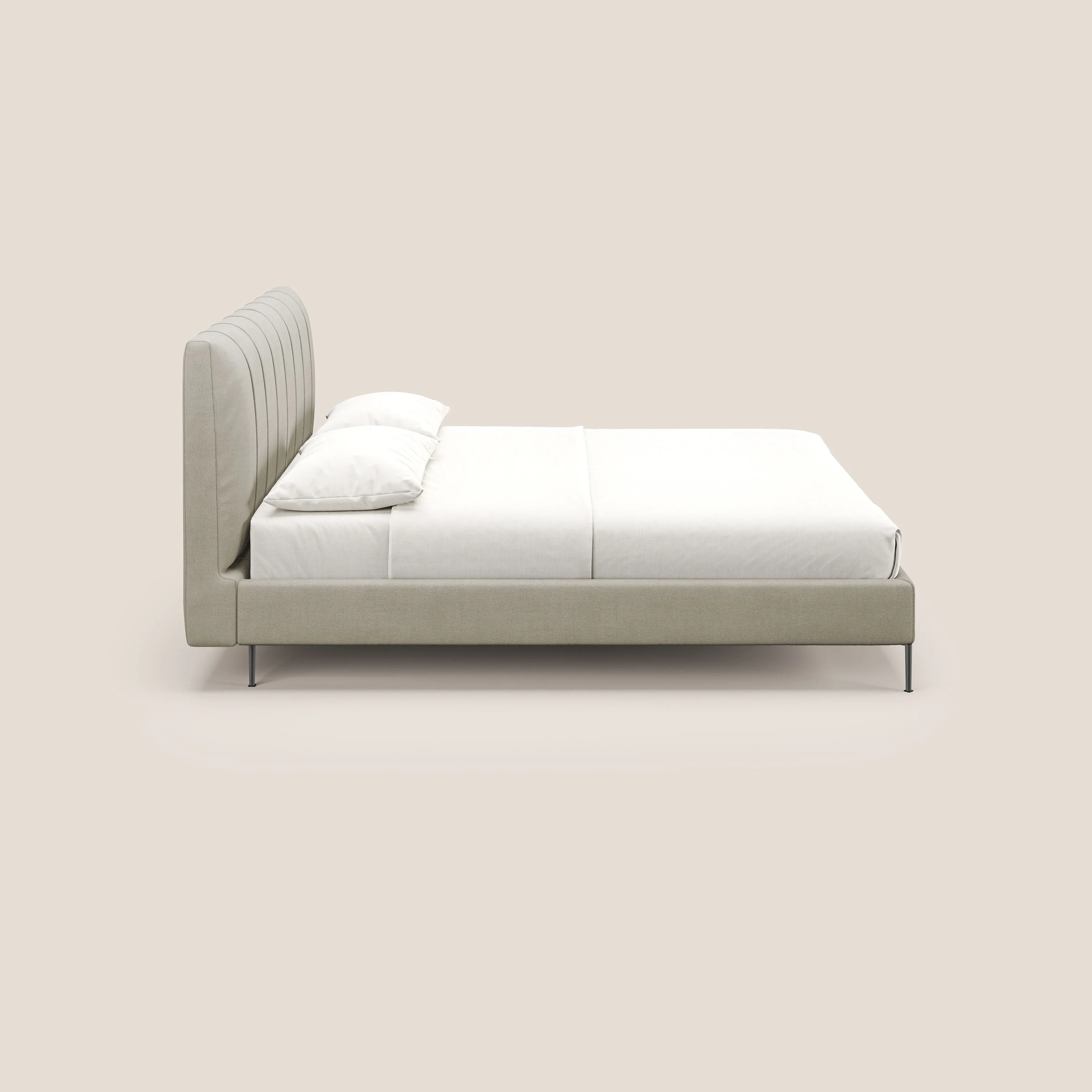 Calliope lit rembourré aux pieds hauts complètement déhoussable en tissu détachable T17 crème - Image 3