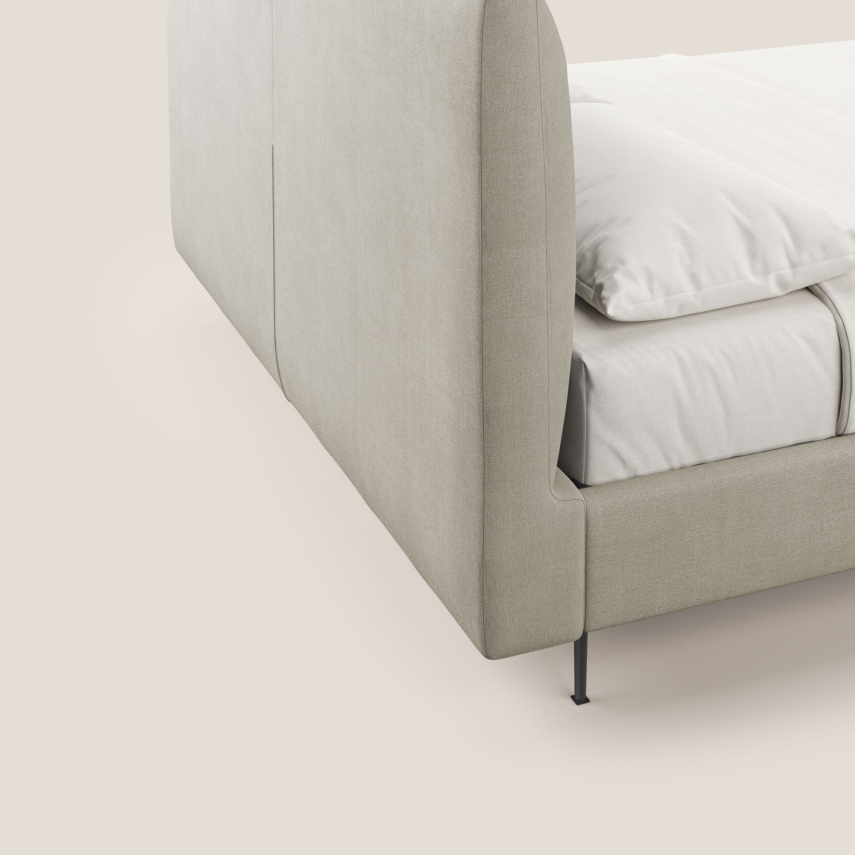 Calliope lit rembourré aux pieds hauts complètement déhoussable en tissu détachable T17 crème - Image 6