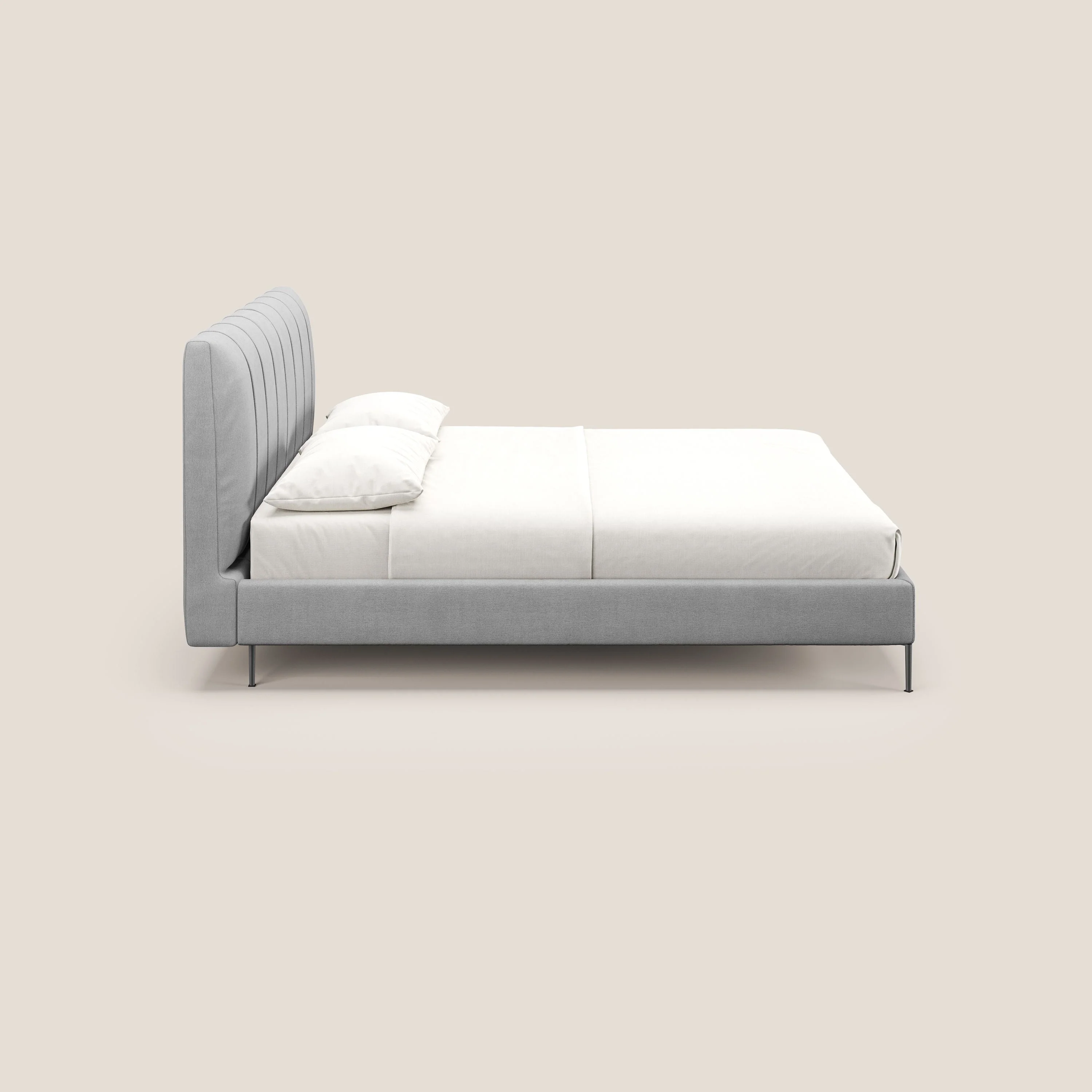 Calliope lit rembourré aux pieds hauts complètement déhoussable en tissu détachable T17 gris - Image 3