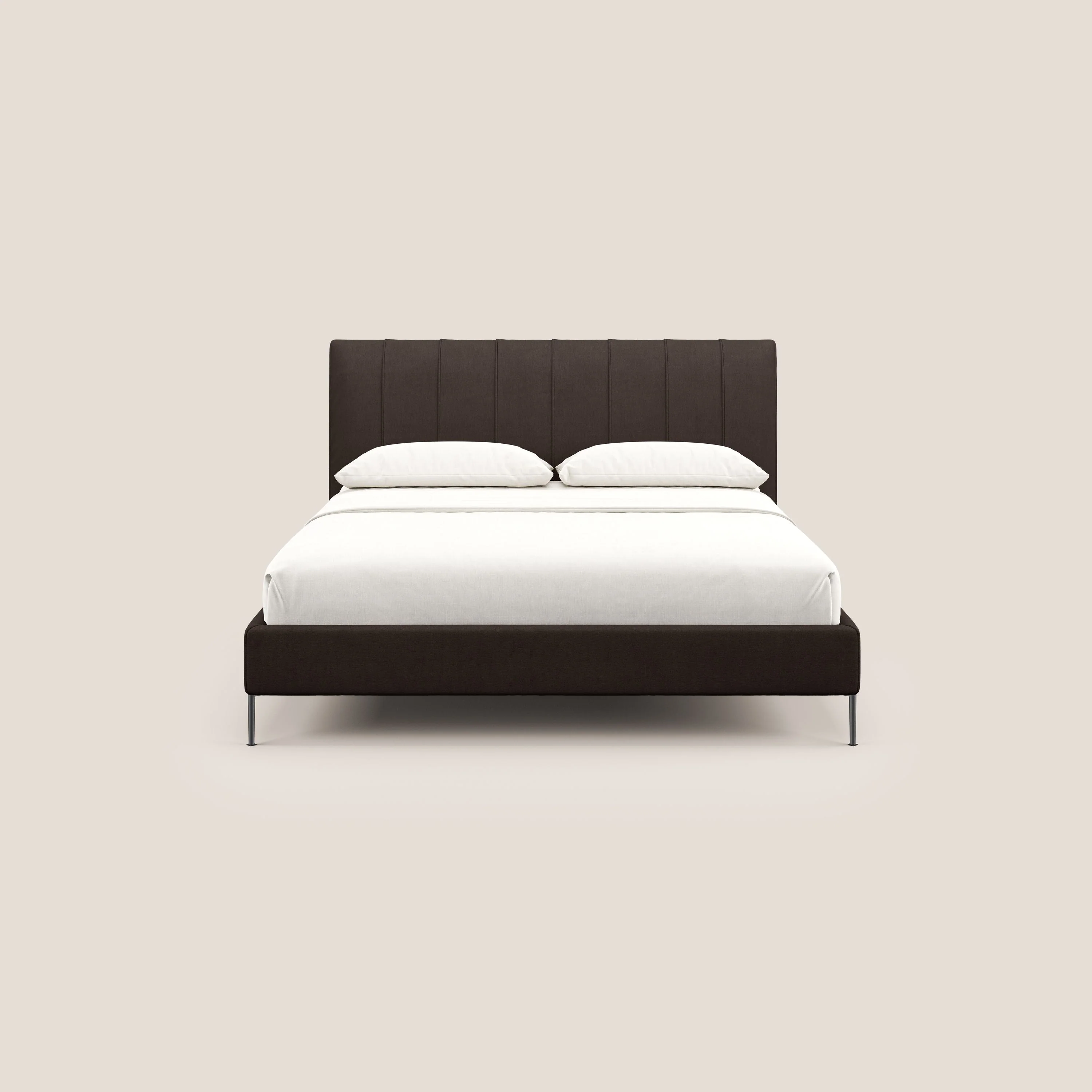 Calliope lit rembourré aux pieds hauts complètement déhoussable en tissu détachable T17 marron - Image 2