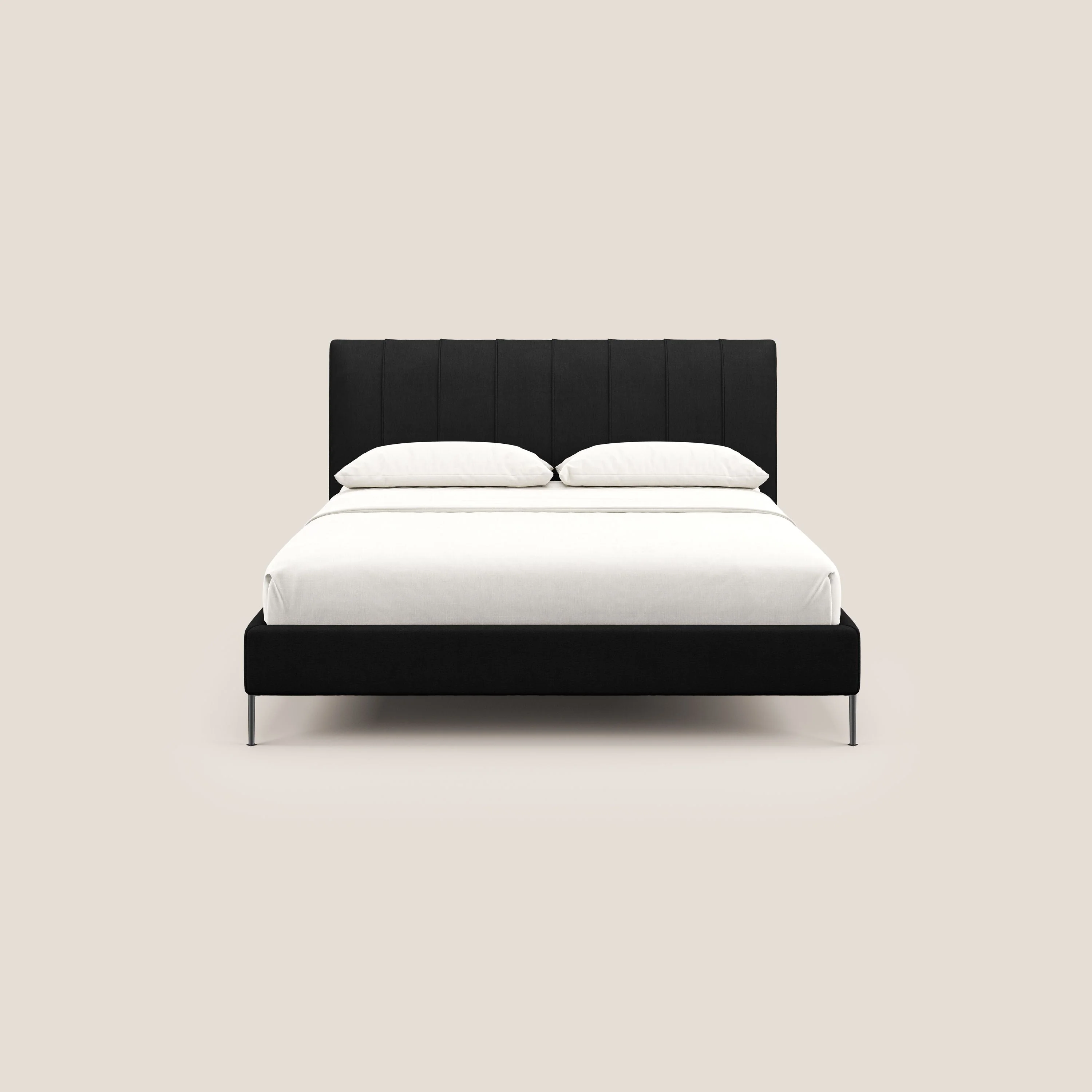 Calliope lit rembourré aux pieds hauts complètement déhoussable en tissu détachable T17 noir - Image 2