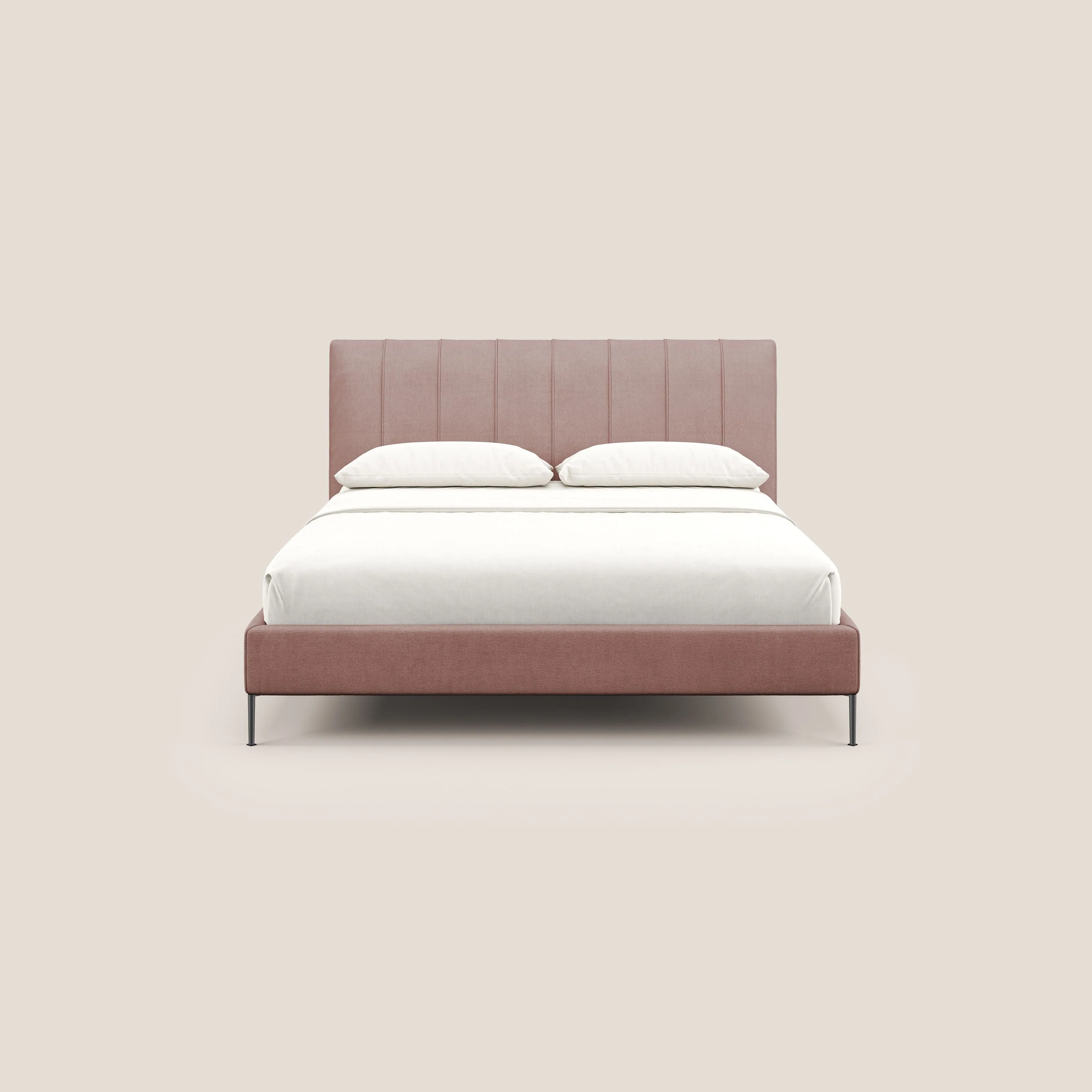 Calliope lit rembourré aux pieds hauts complètement déhoussable en tissu détachable T17 rose - Image 2