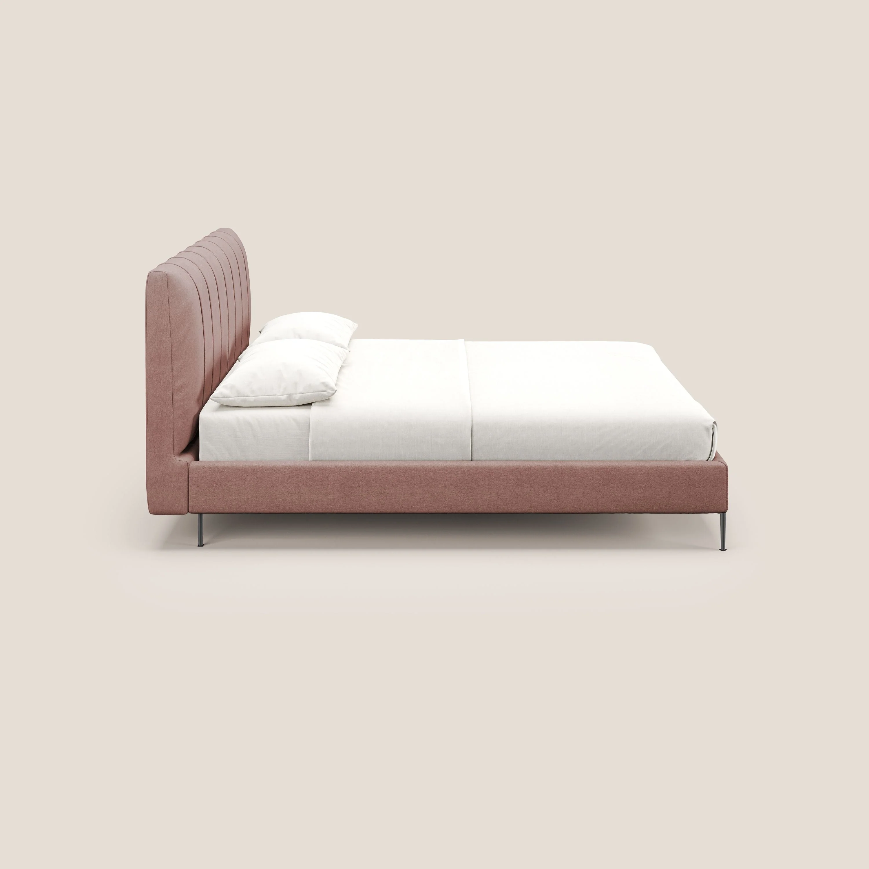Calliope lit rembourré aux pieds hauts complètement déhoussable en tissu détachable T17 rose - Image 3