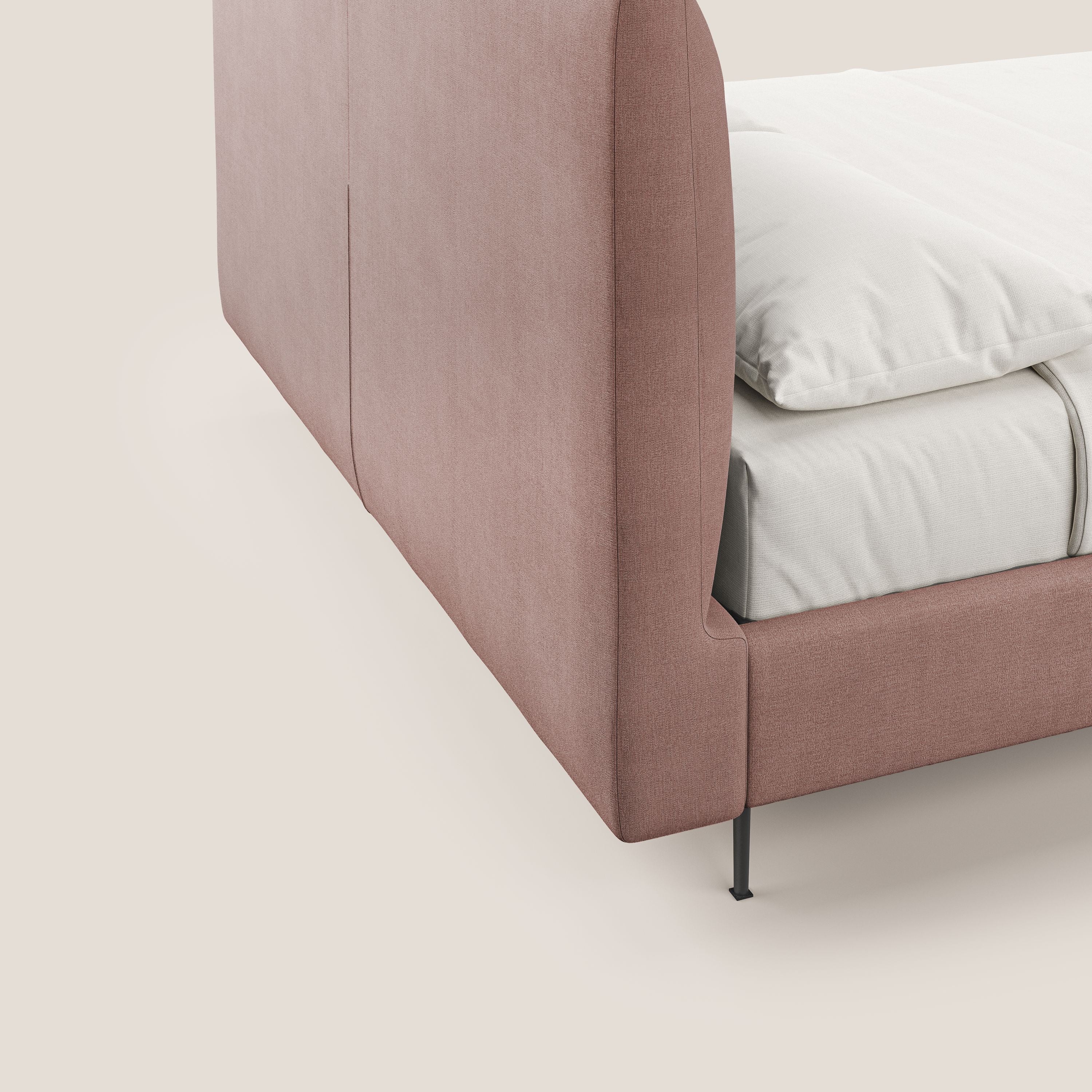 Calliope lit rembourré aux pieds hauts complètement déhoussable en tissu détachable T17 rose - Image 6