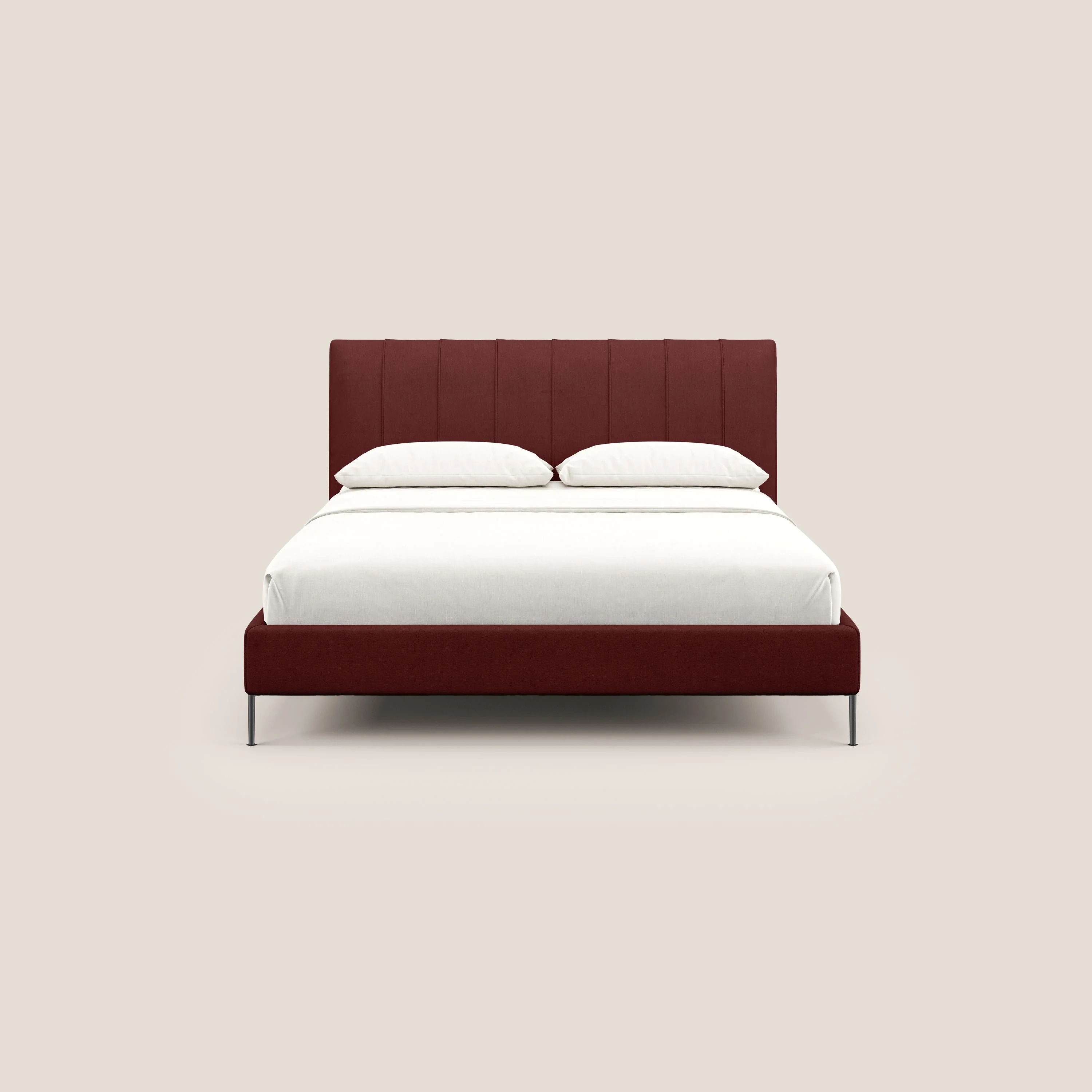 Calliope lit rembourré aux pieds hauts complètement déhoussable en tissu détachable T17 rouge - Image 2
