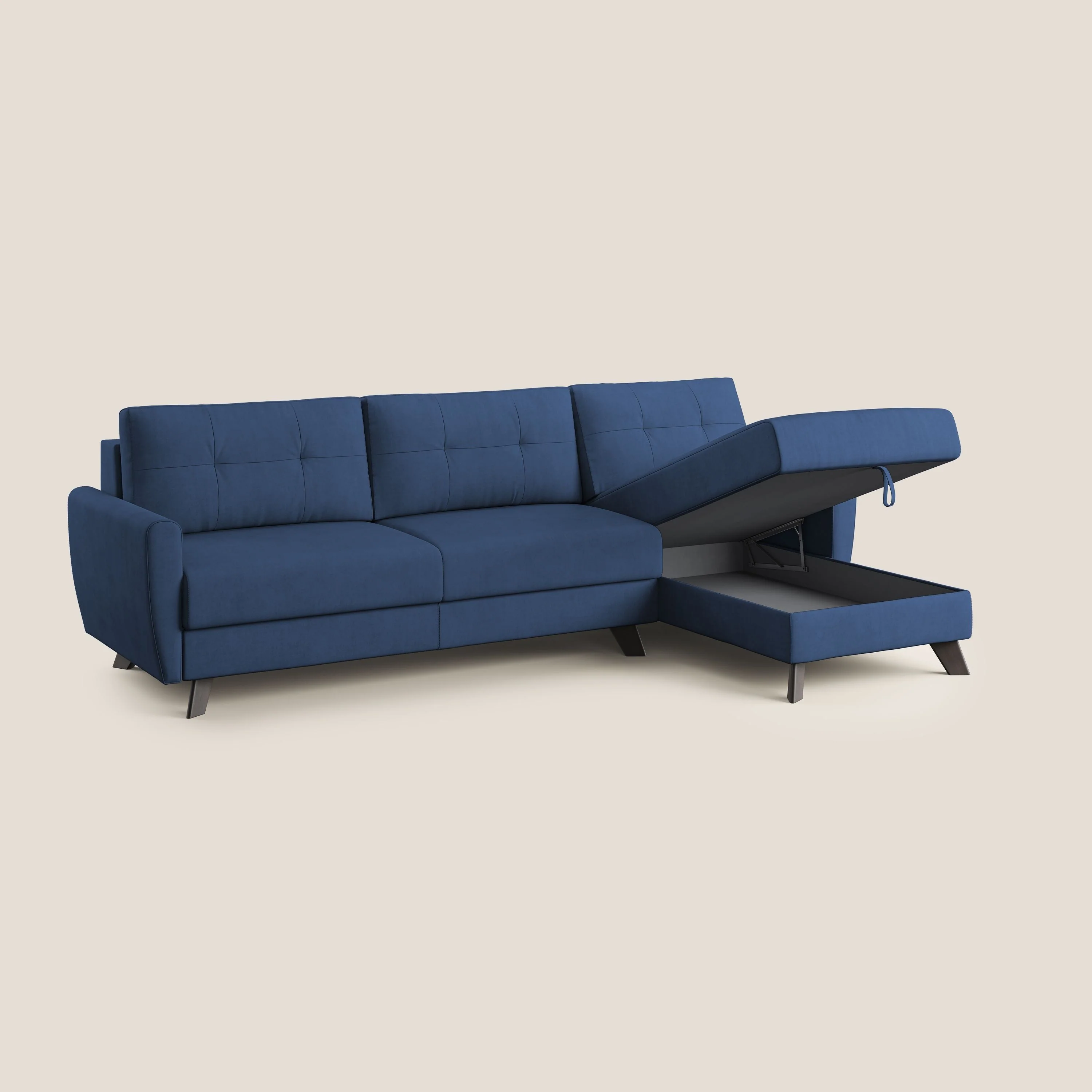 Callisto Canapé d'angle convertible en tissu doux imperméable T02 bleu - Image 5