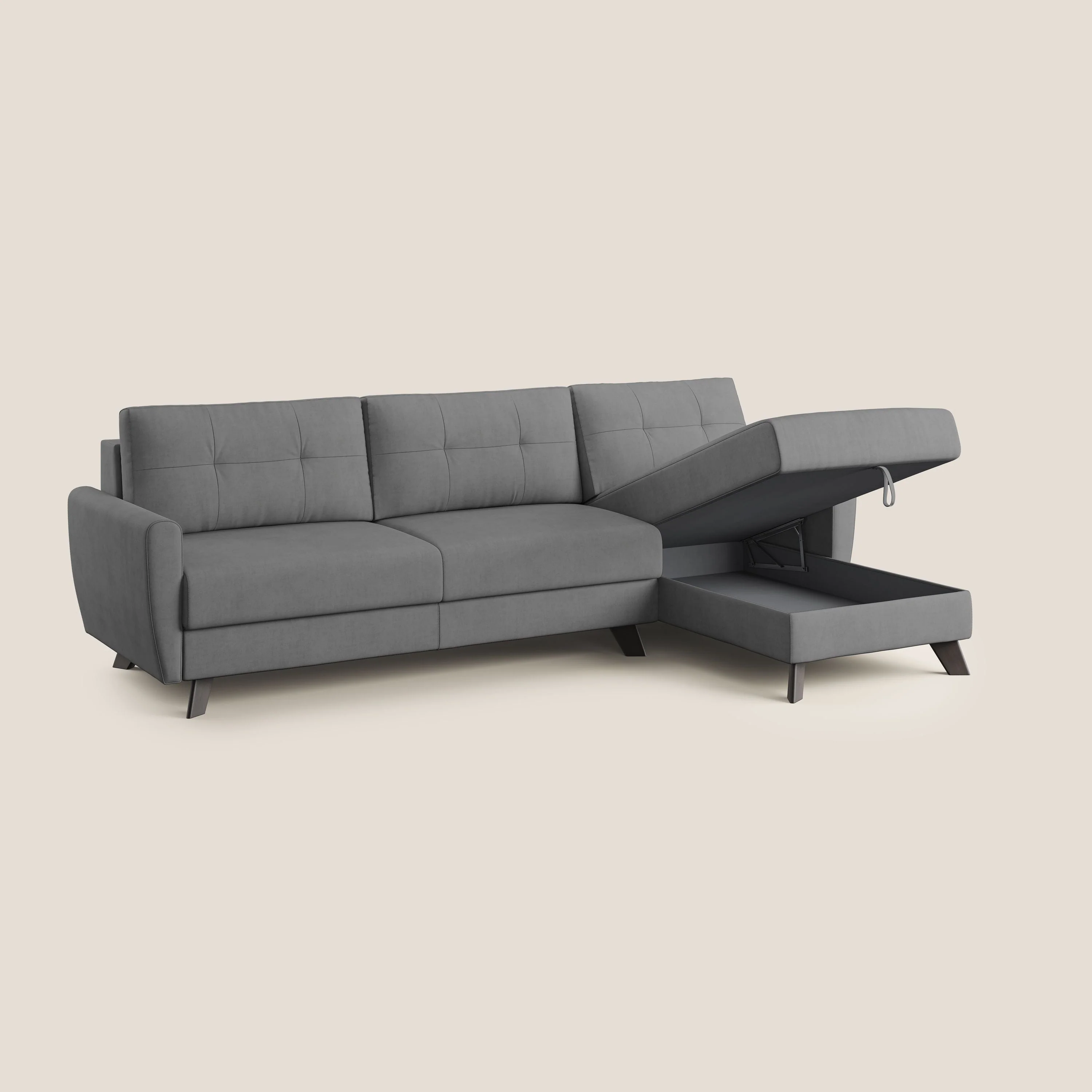 Callisto Canapé d'angle convertible en tissu doux imperméable T02 gris - Image 3