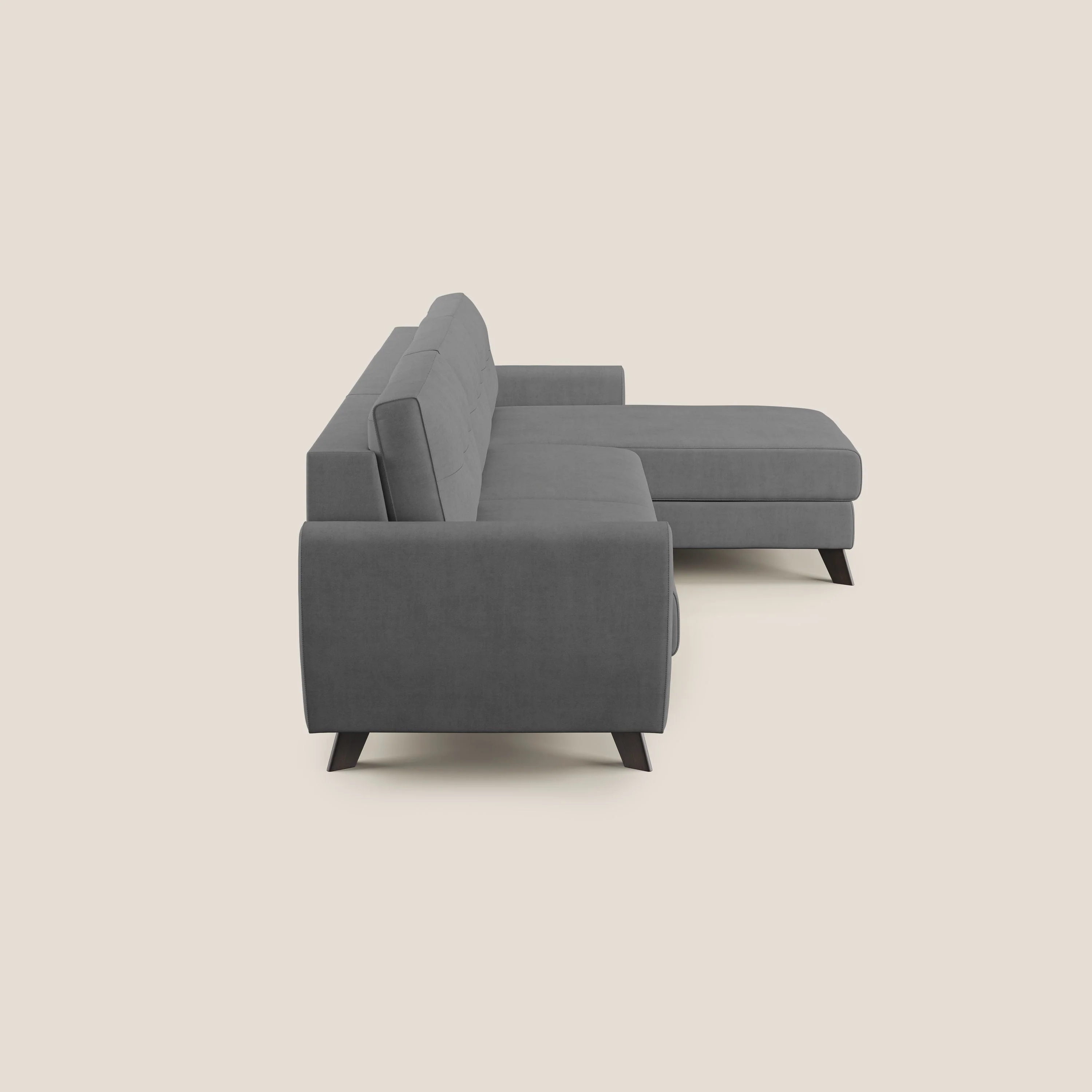 Callisto Canapé d'angle convertible en tissu doux imperméable T02 gris - Image 4