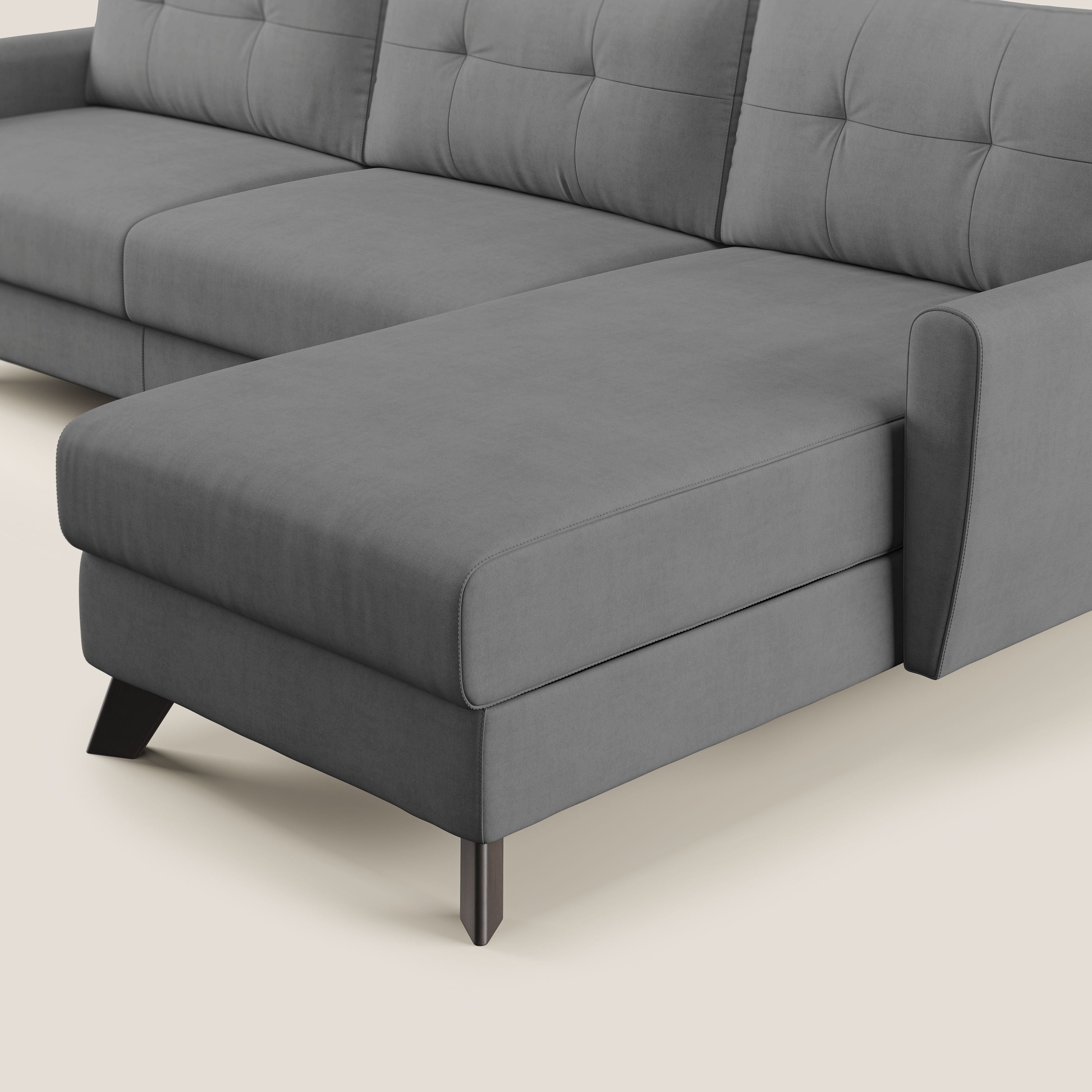 Callisto Canapé d'angle convertible en tissu doux imperméable T02 gris - Image 7