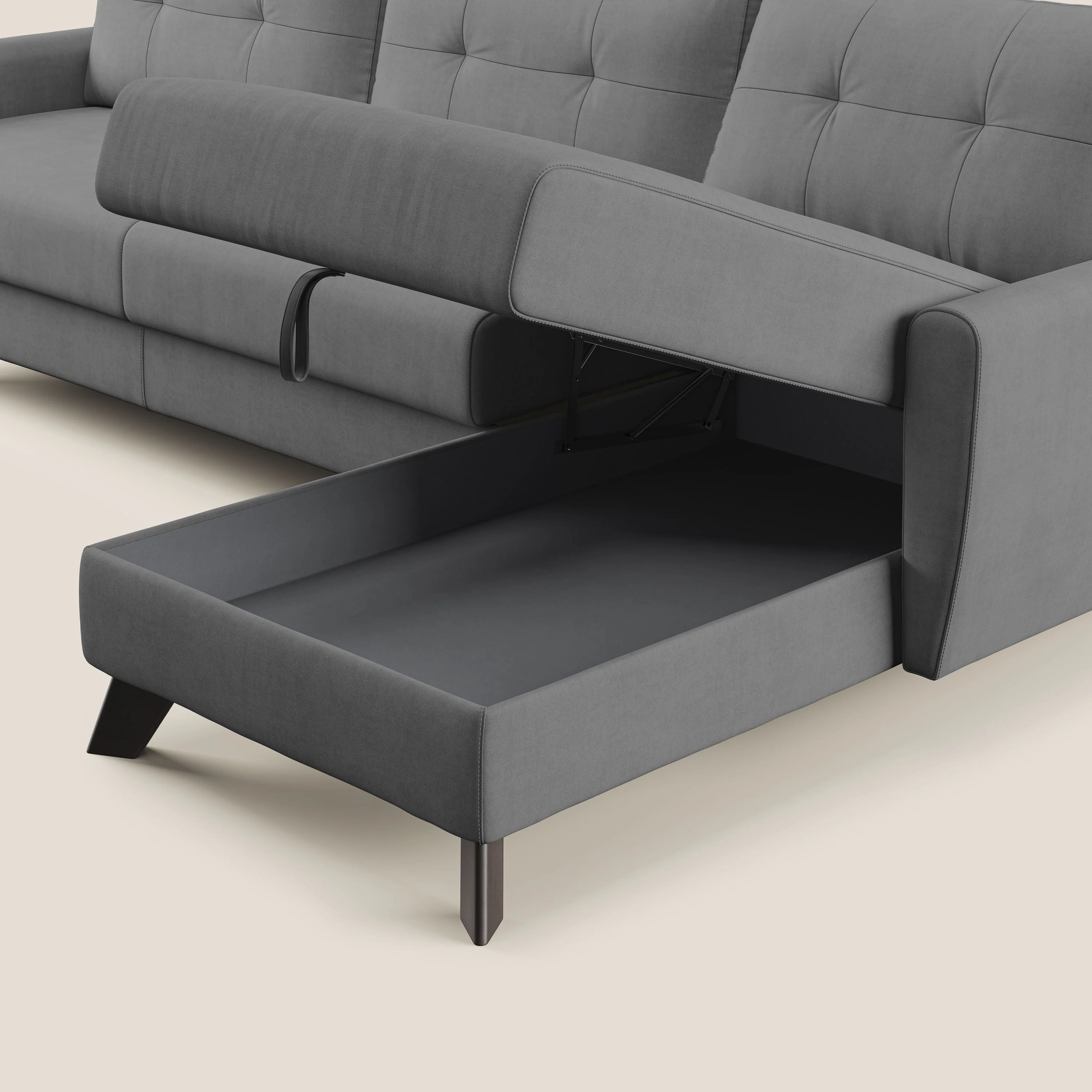 Callisto Canapé d'angle convertible en tissu doux imperméable T02 gris - Image 9