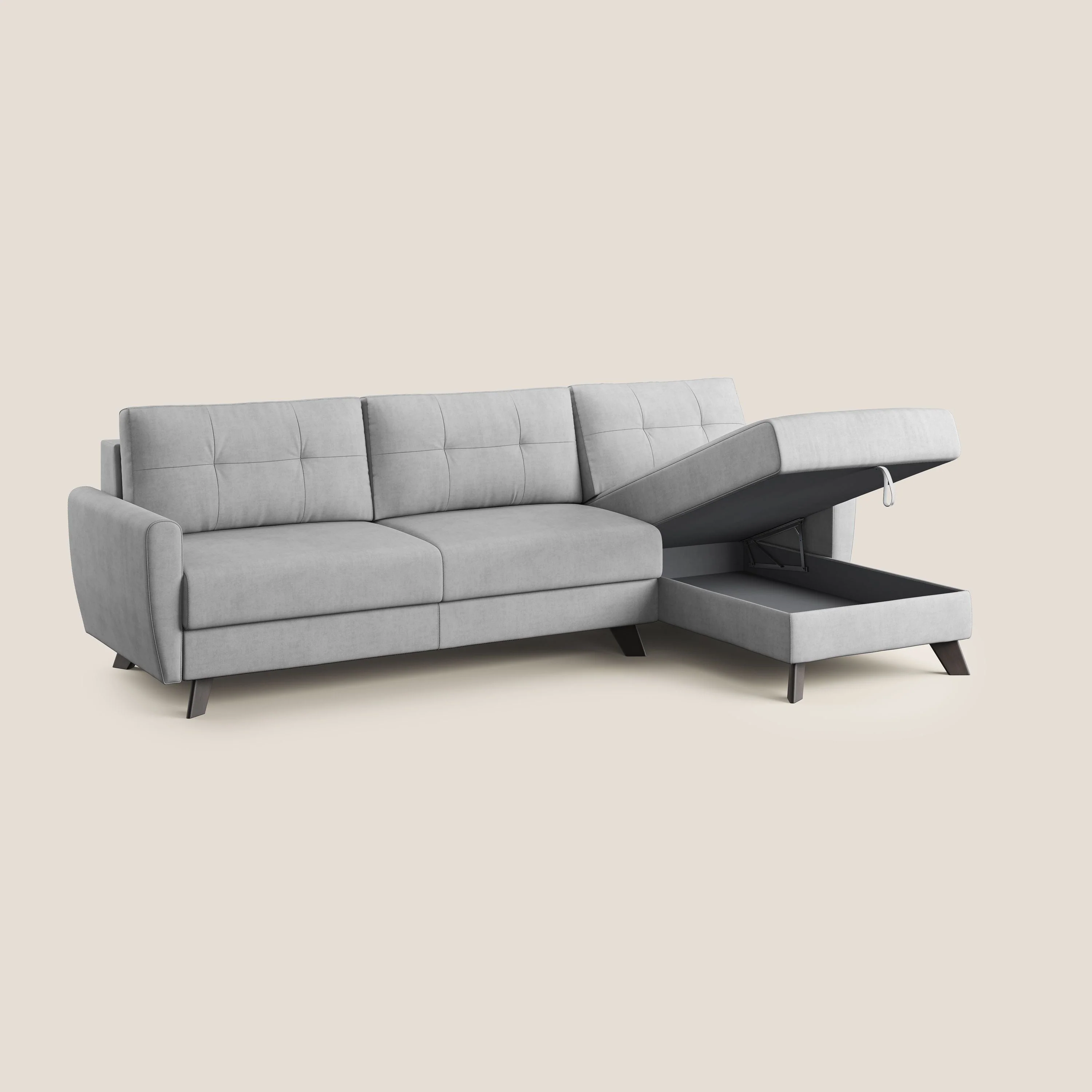 Callisto Canapé d'angle convertible en tissu doux imperméable T02 gris clair - Image 3