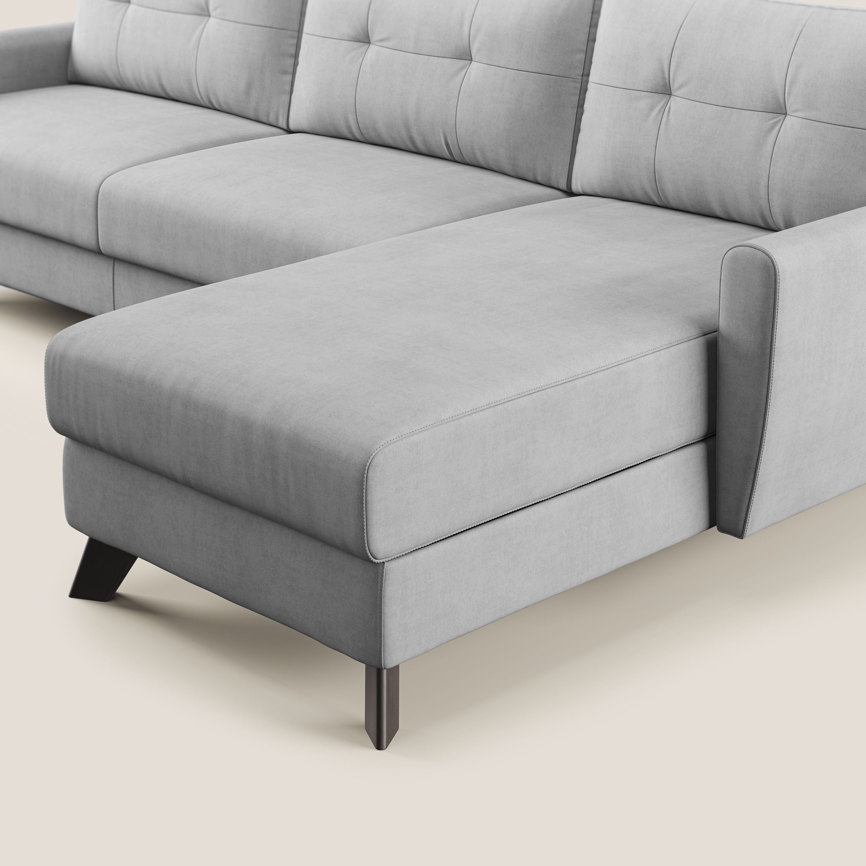Callisto Canapé d'angle convertible en tissu doux imperméable T02 gris clair - Image 7