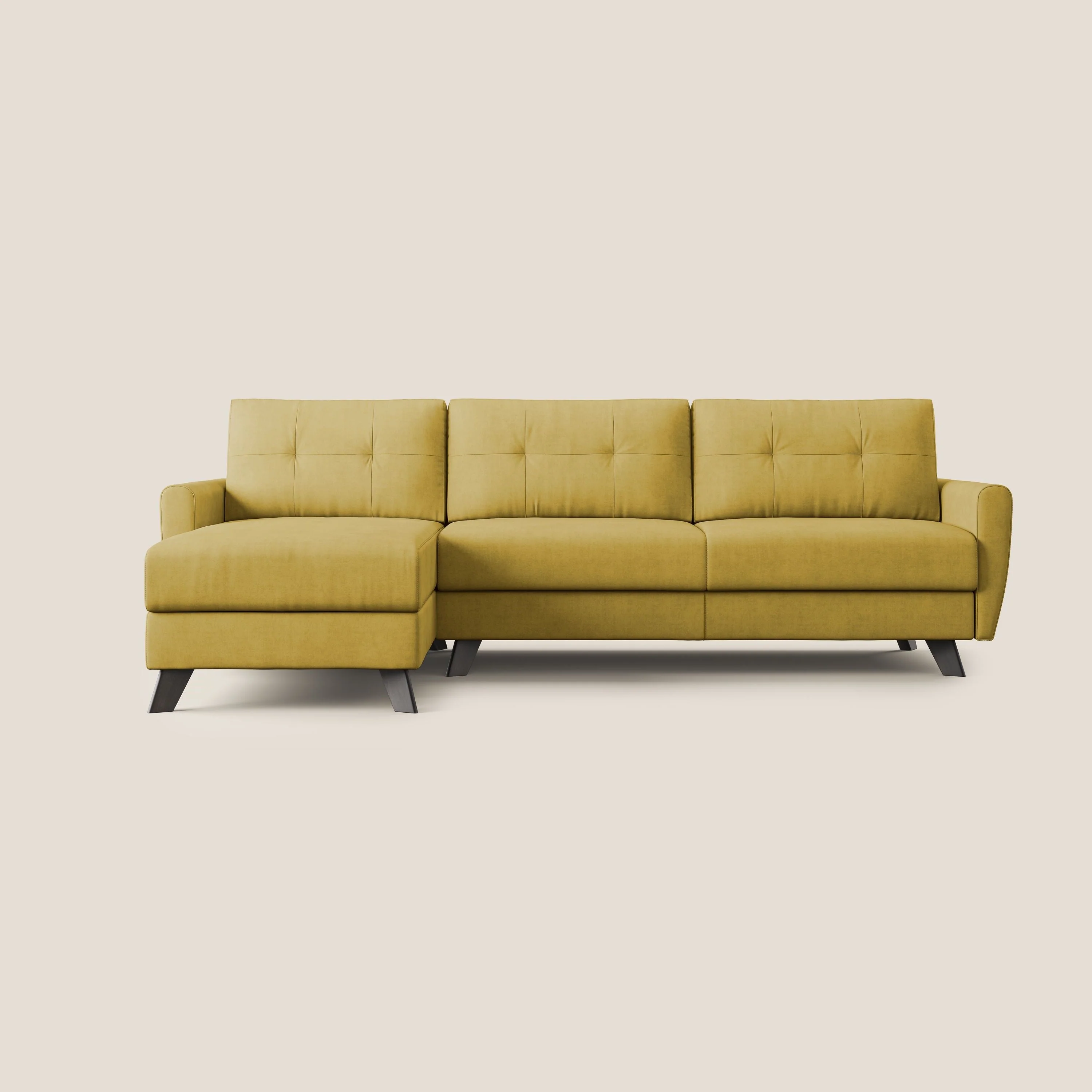 Callisto Canapé d'angle convertible en tissu doux imperméable T02 jaune - Image 10