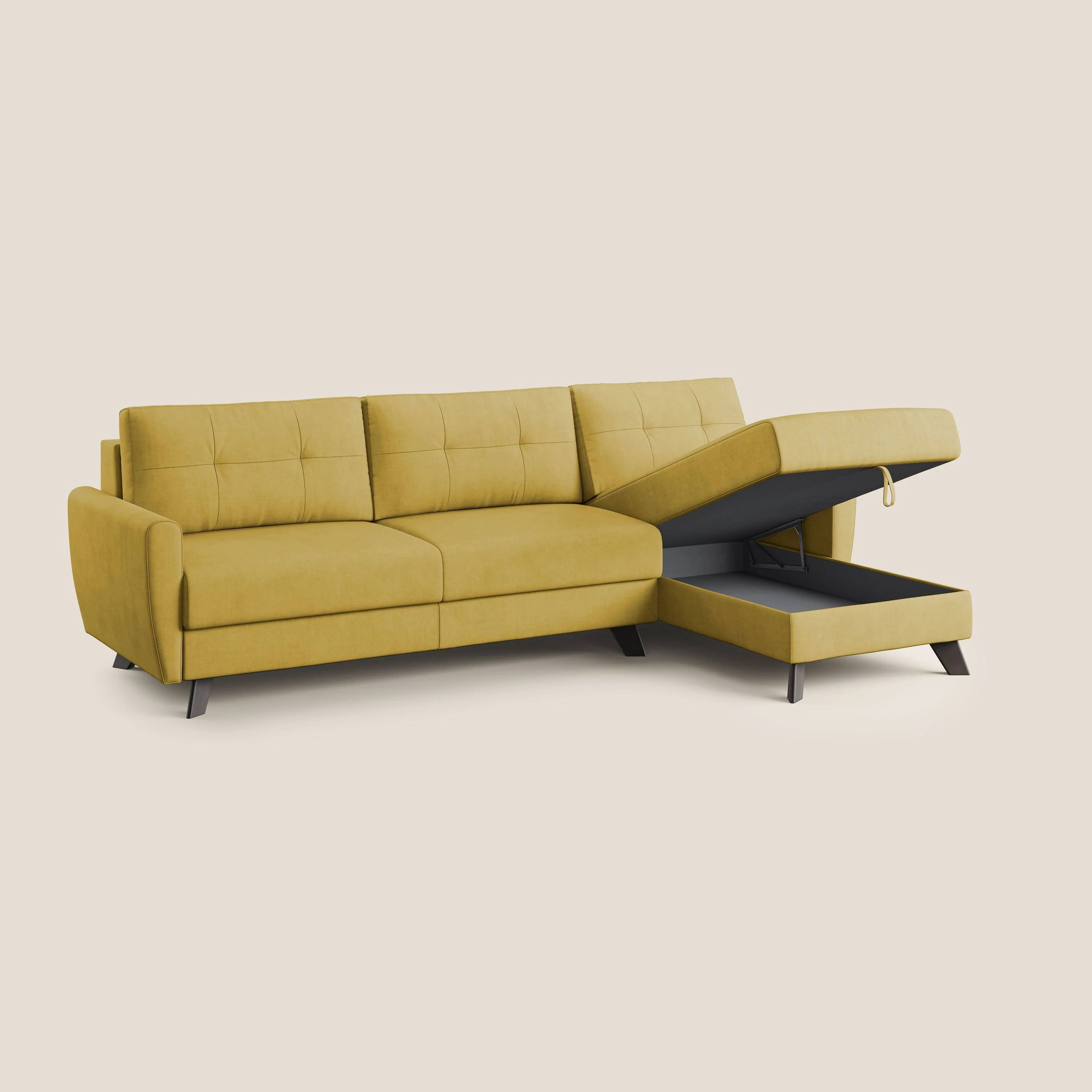 Callisto Canapé d'angle convertible en tissu doux imperméable T02 jaune - Image 3