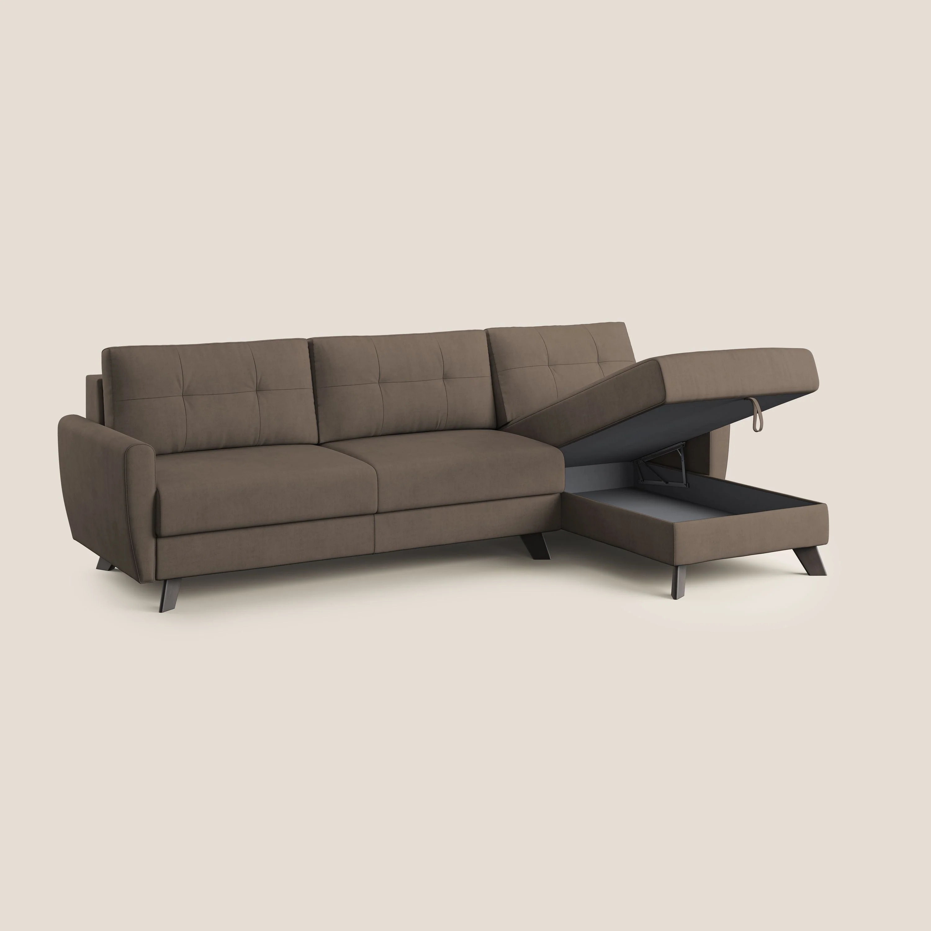Callisto Canapé d'angle convertible en tissu doux imperméable T02 marron - Image 3