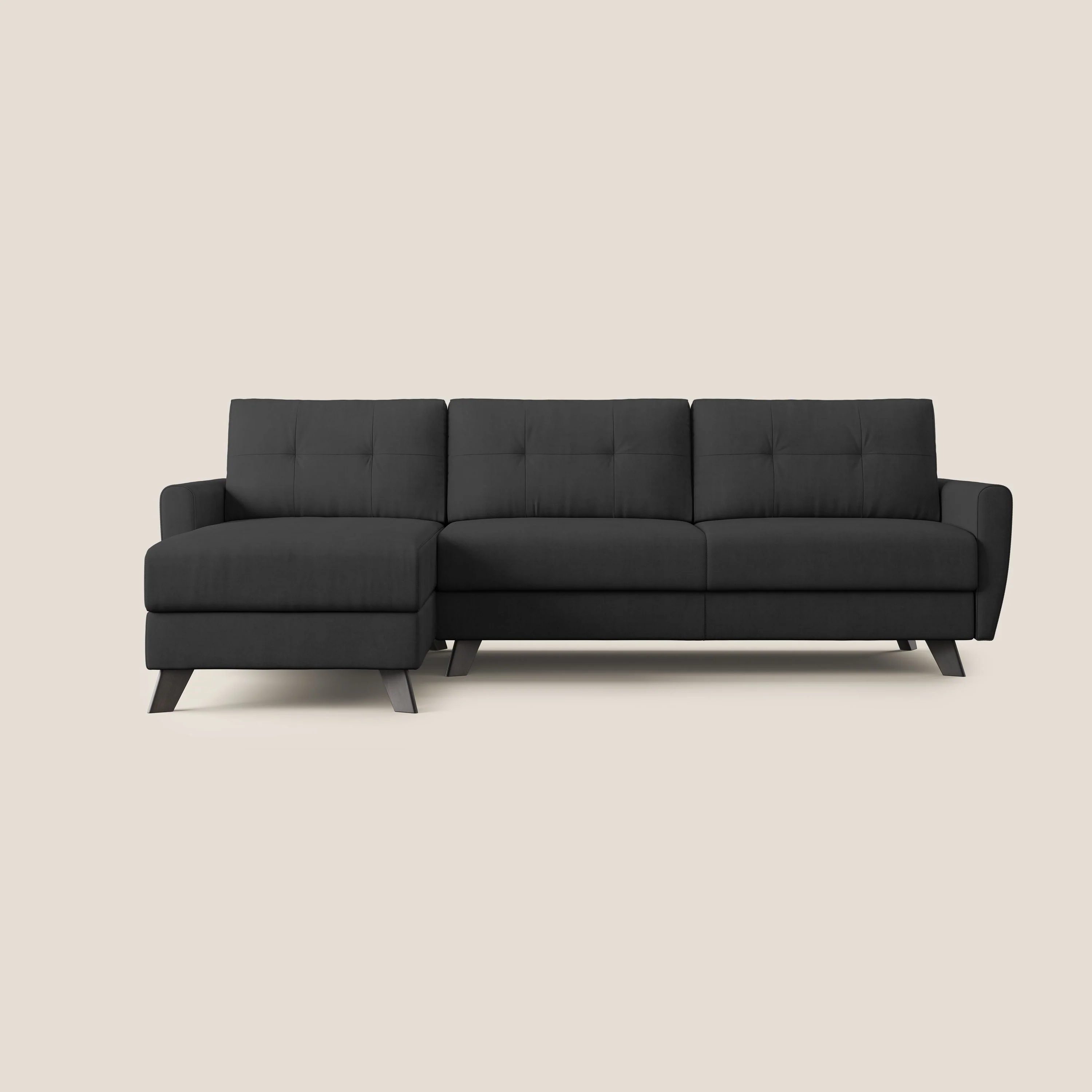 Callisto Canapé d'angle convertible en tissu doux imperméable T02 noir - Image 10