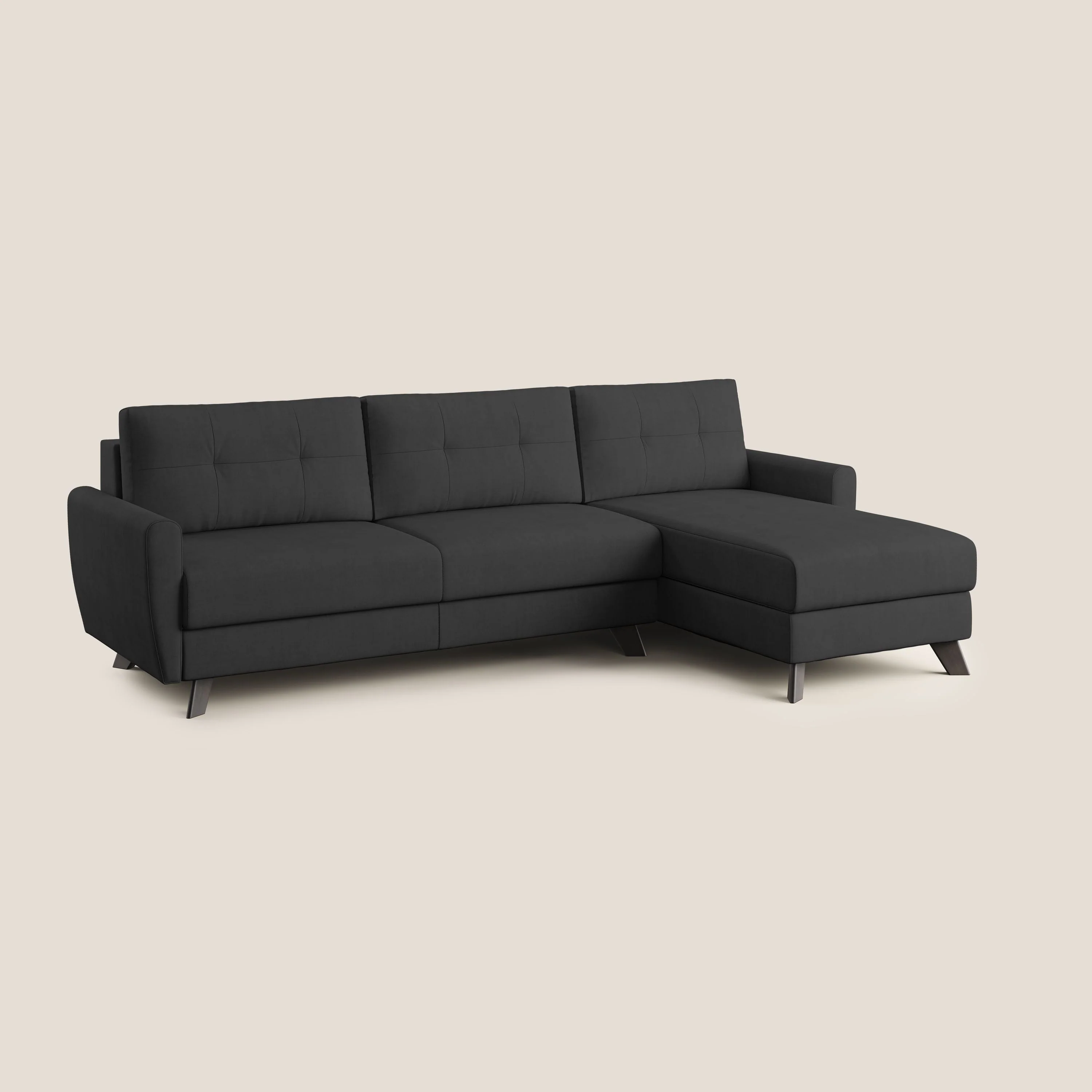Callisto Canapé d'angle convertible en tissu doux imperméable T02 noir - Image 2