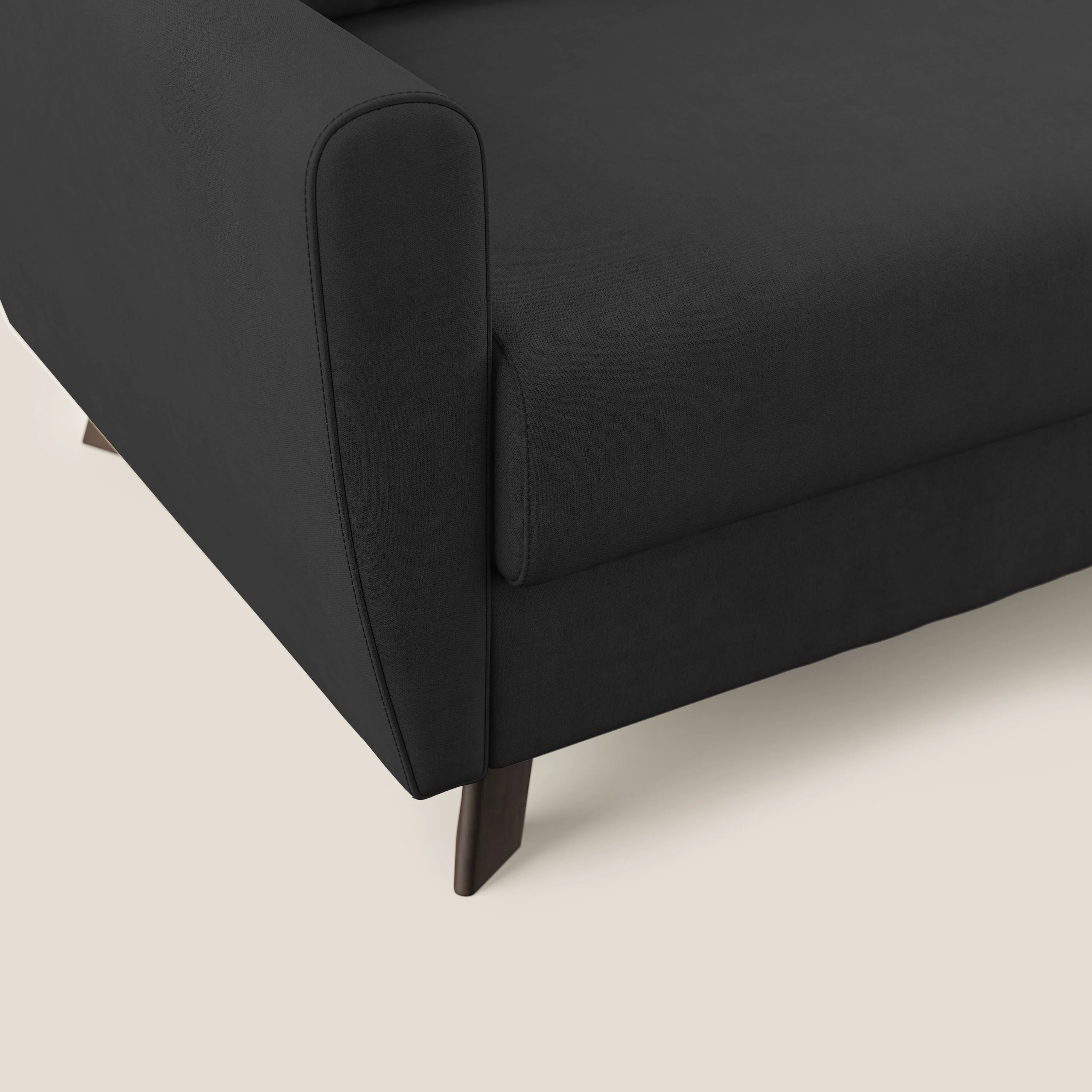 Callisto Canapé d'angle convertible en tissu doux imperméable T02 noir - Image 6