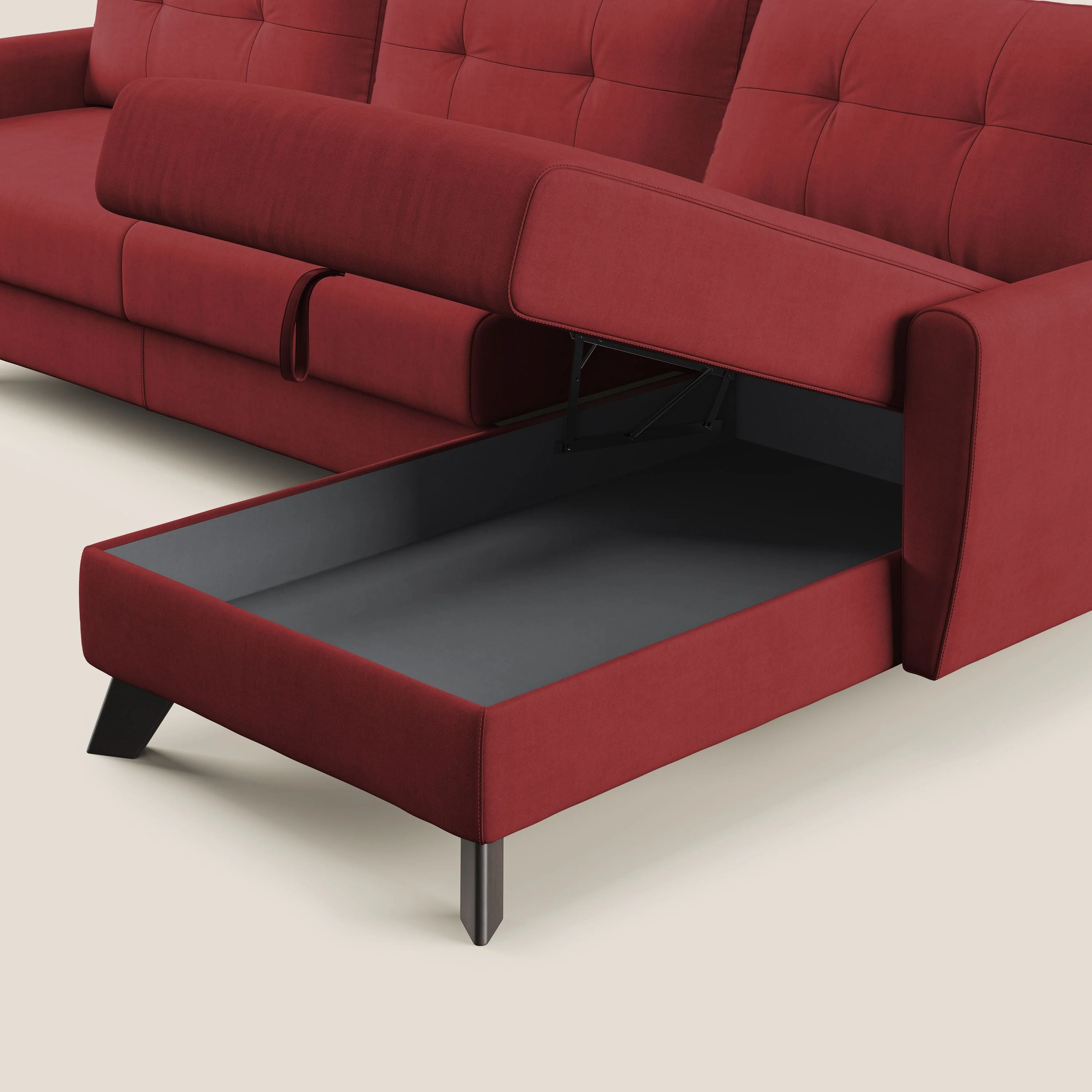 Callisto Canapé d'angle convertible en tissu doux imperméable T02 rouge - Image 10