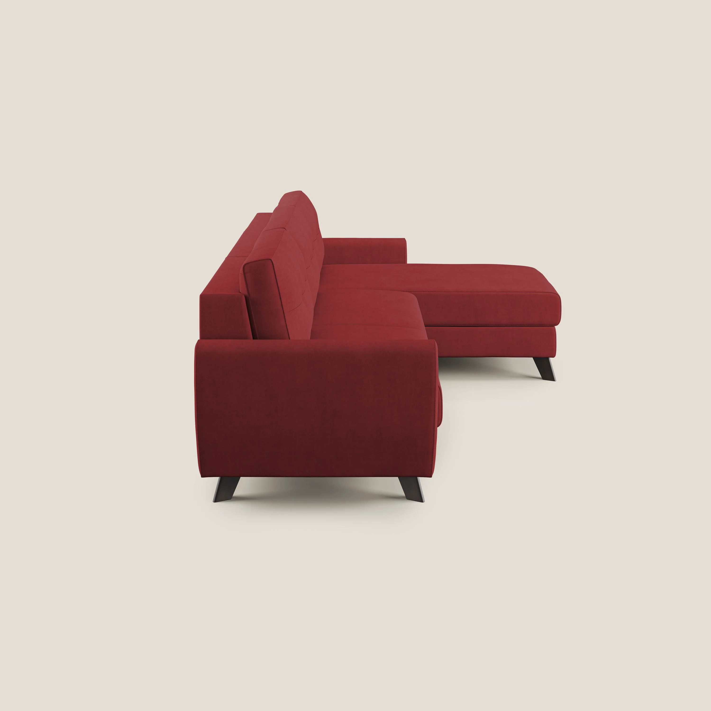 Callisto Canapé d'angle convertible en tissu doux imperméable T02 rouge - Image 4